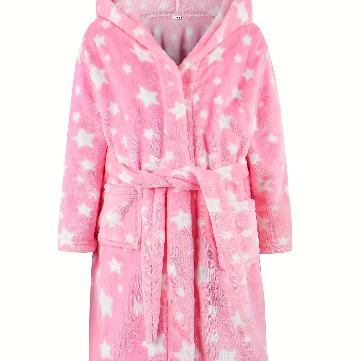 TEMU Girls' Hooded Bathrobe, Flannel Home Clothes, Children's Pajamas, Gifts For Kids, For Teenager
