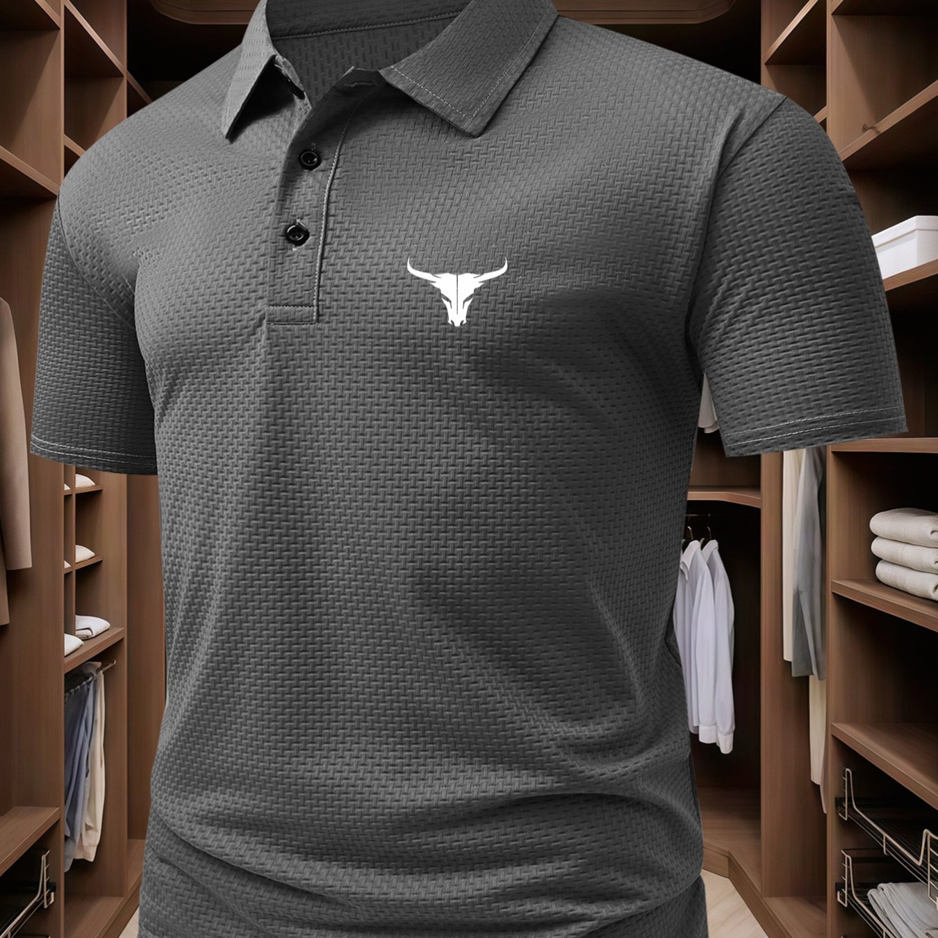 TEMU Print, Men's Short Sleeve Shirt, Formal To Casual Button- Top, Daily Shirt, Shirt, Golf T-shirt, Office Collar Design, Fine Texture Print, Golf