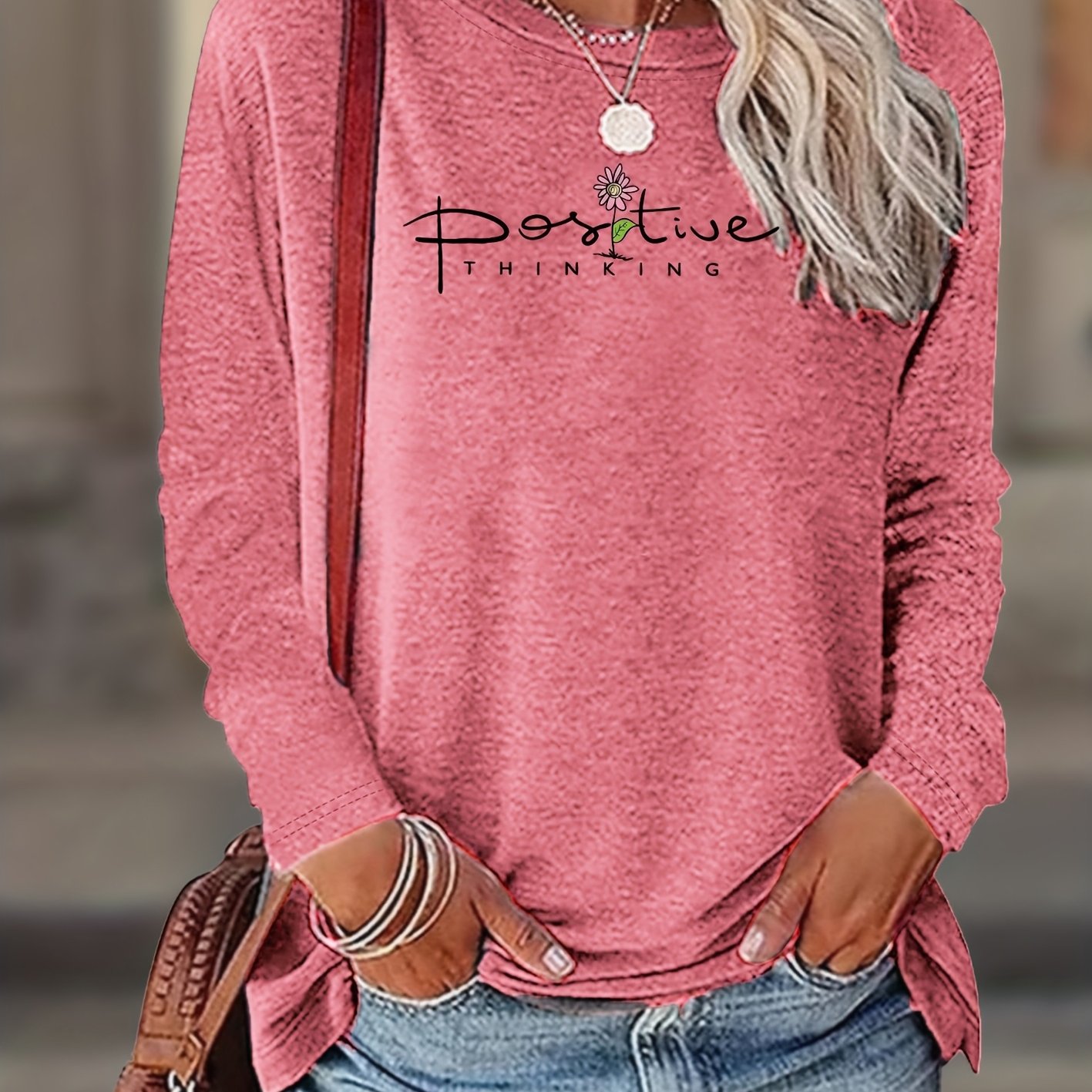 E-shop Vintage-inspiriertes Damen-Blumenmuster Langarm-T-Shirt - Weiches Stretch-Rundhals-Casual-Top für Frühling Sommer Herbst, Maschinenwaschbar
