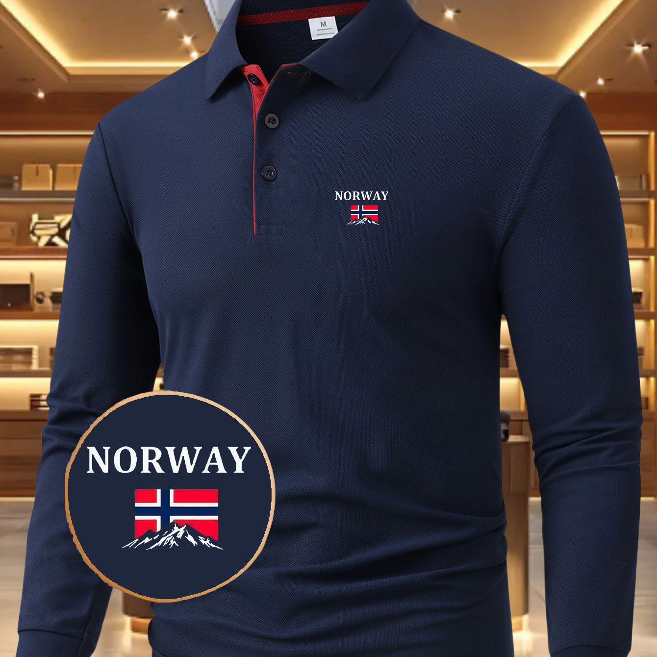 TEMU Q1173- Men's Long Sleeve Casual Summer Printed T-shirt - Stylish And Versatile Top, , Lightweight Golf Shirt