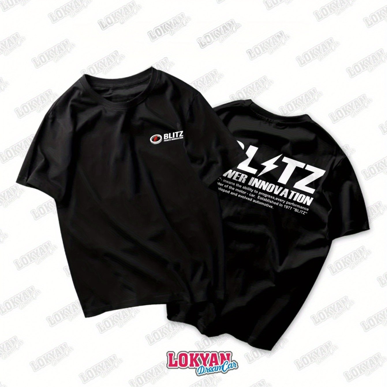 Image of Blitz Short-sleeved Jdm T-shirt Modified Car Printed Short-sleeved Motorcycle Graphic Breathable Casual Men's Tee