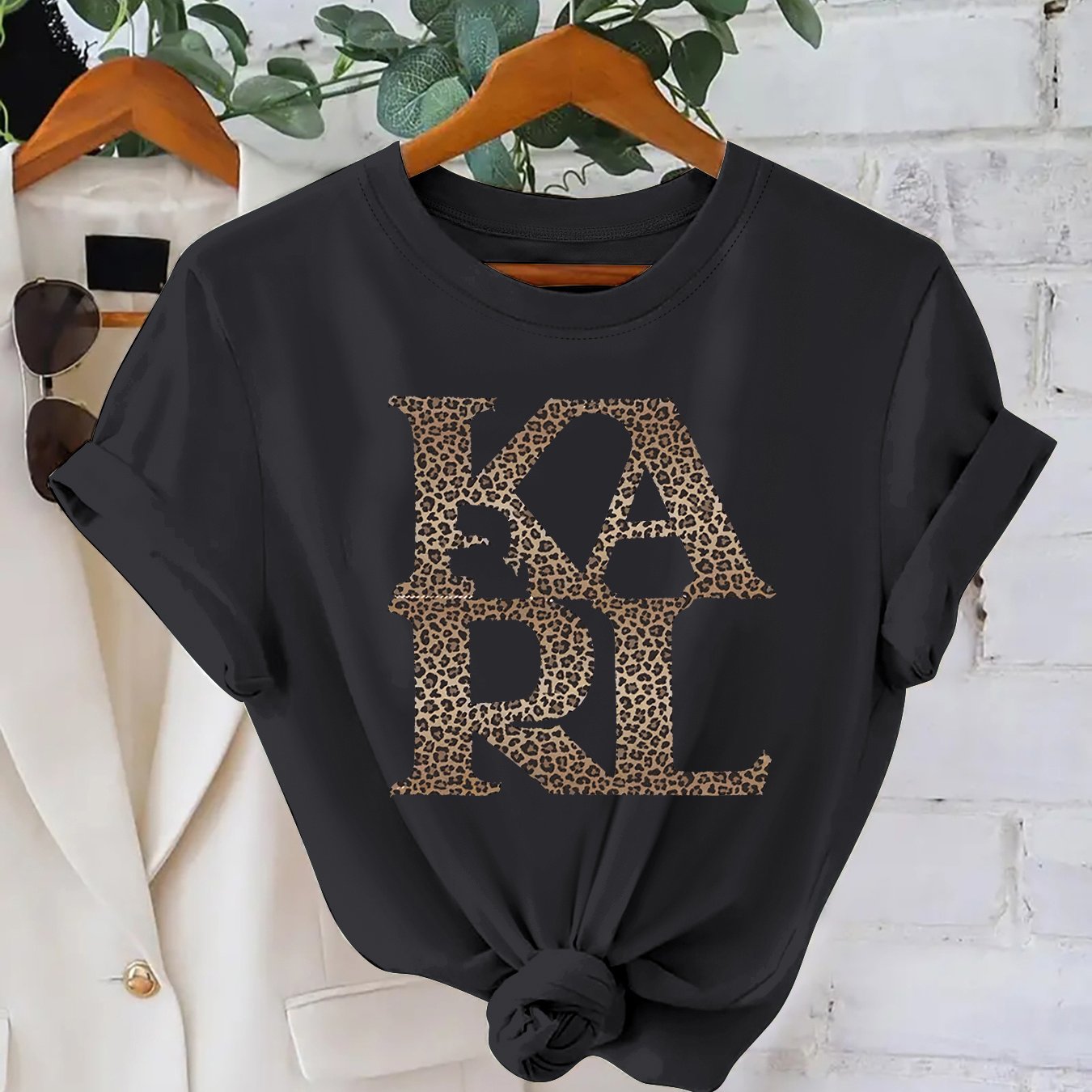 E-shop Plus Size, Leopardenmuster Sommer Neu Kurzarm T-Shirt Damen Casual Mode Bedrucktes T-Shirt