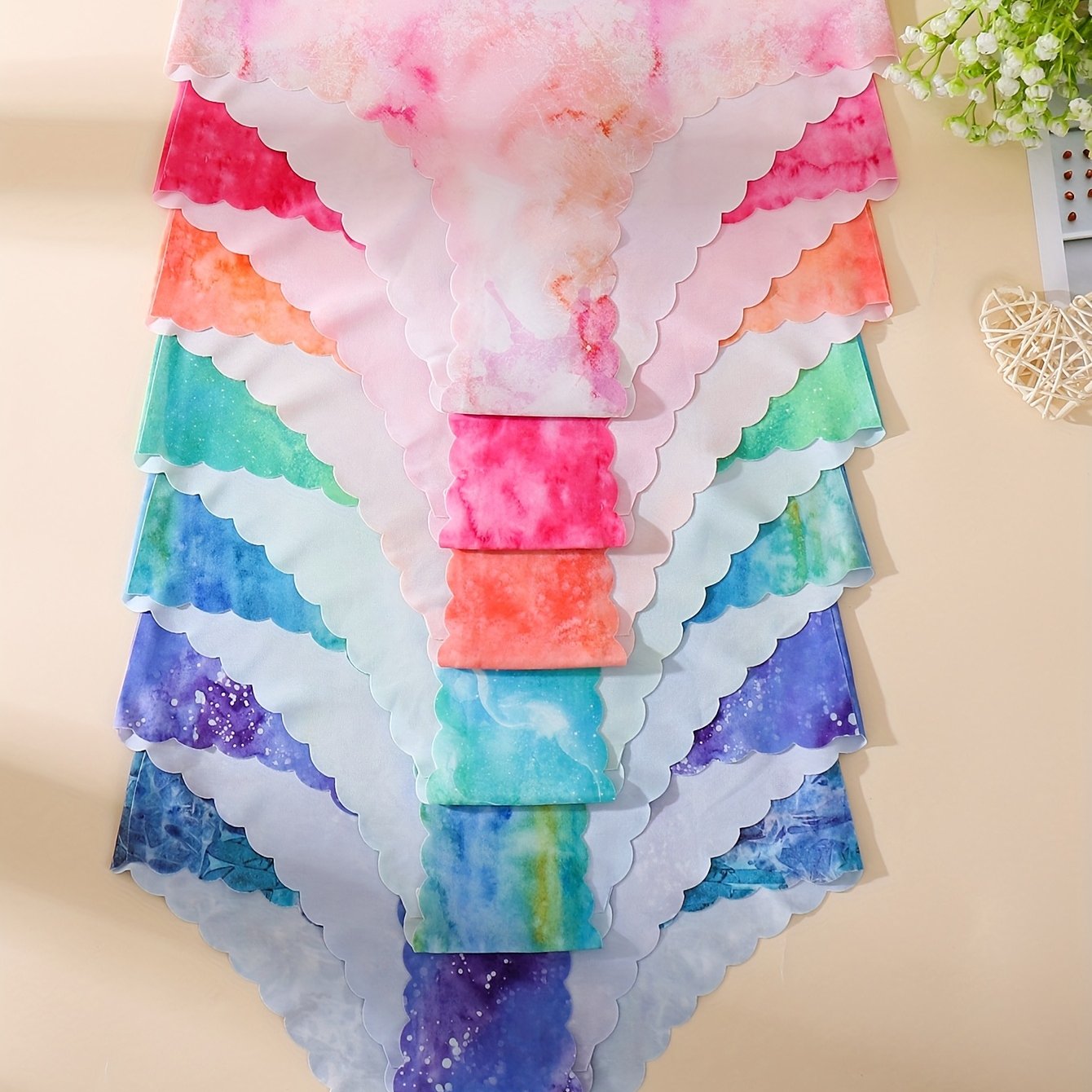 E-shop 7er-Pack - Bunte Batik-Serie Bequeme Nahtlose Glatte Damen Slips Einteilige Gerade Taille Cool Yoga Tanz Damen Dreieck Slips