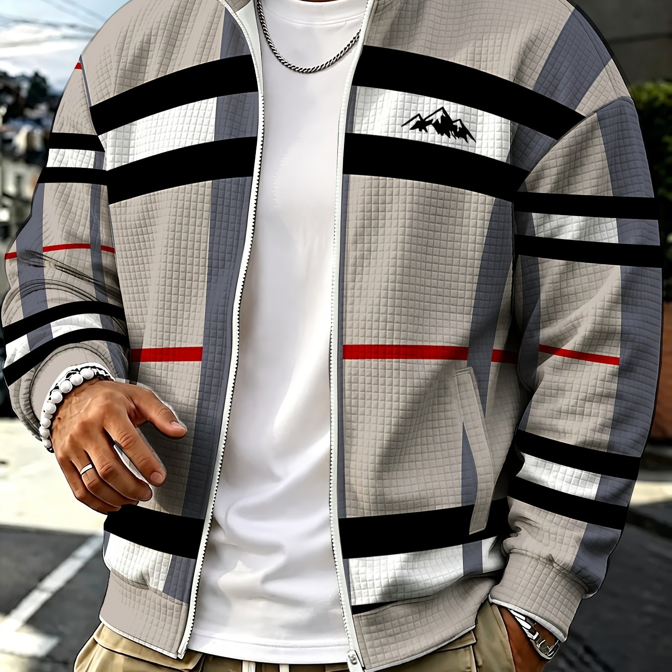 TEMU Men's Plus Size Casual Sports Jacket, Stand Collar Zipper Fashion Trendy Outerwear, Autumn Winter Style