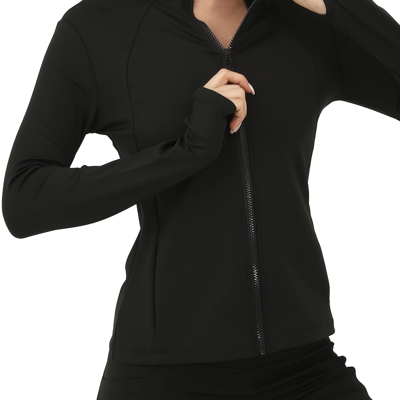 Versatile Women's Jacket: Stretch, Durable, Full Zip And Thumb Holes - Perfect For Running, Hiking, Yoga
