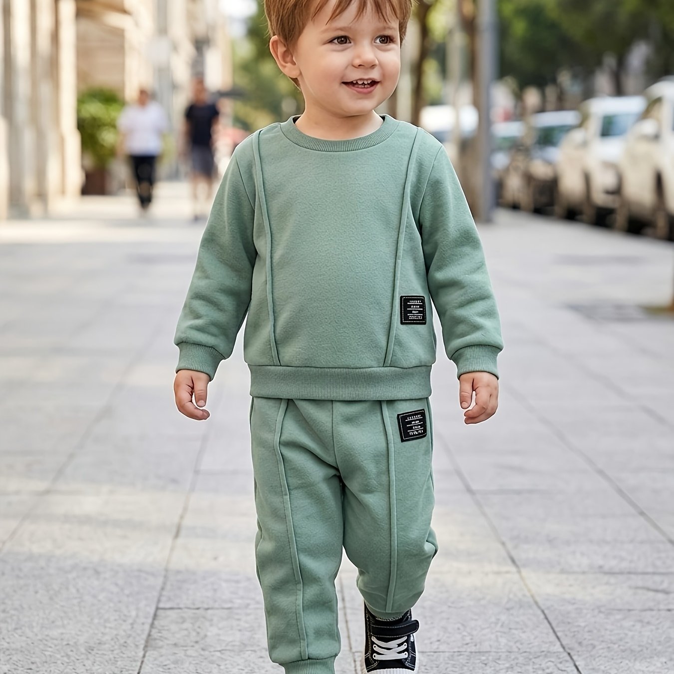 Image of Baby Boy Clothes 0-3 Years Old 2pcs Baby Boy Long-sleeved Sweatshirt Set Autumn And Winter New Casual Two-piece Optional, For Outdoor