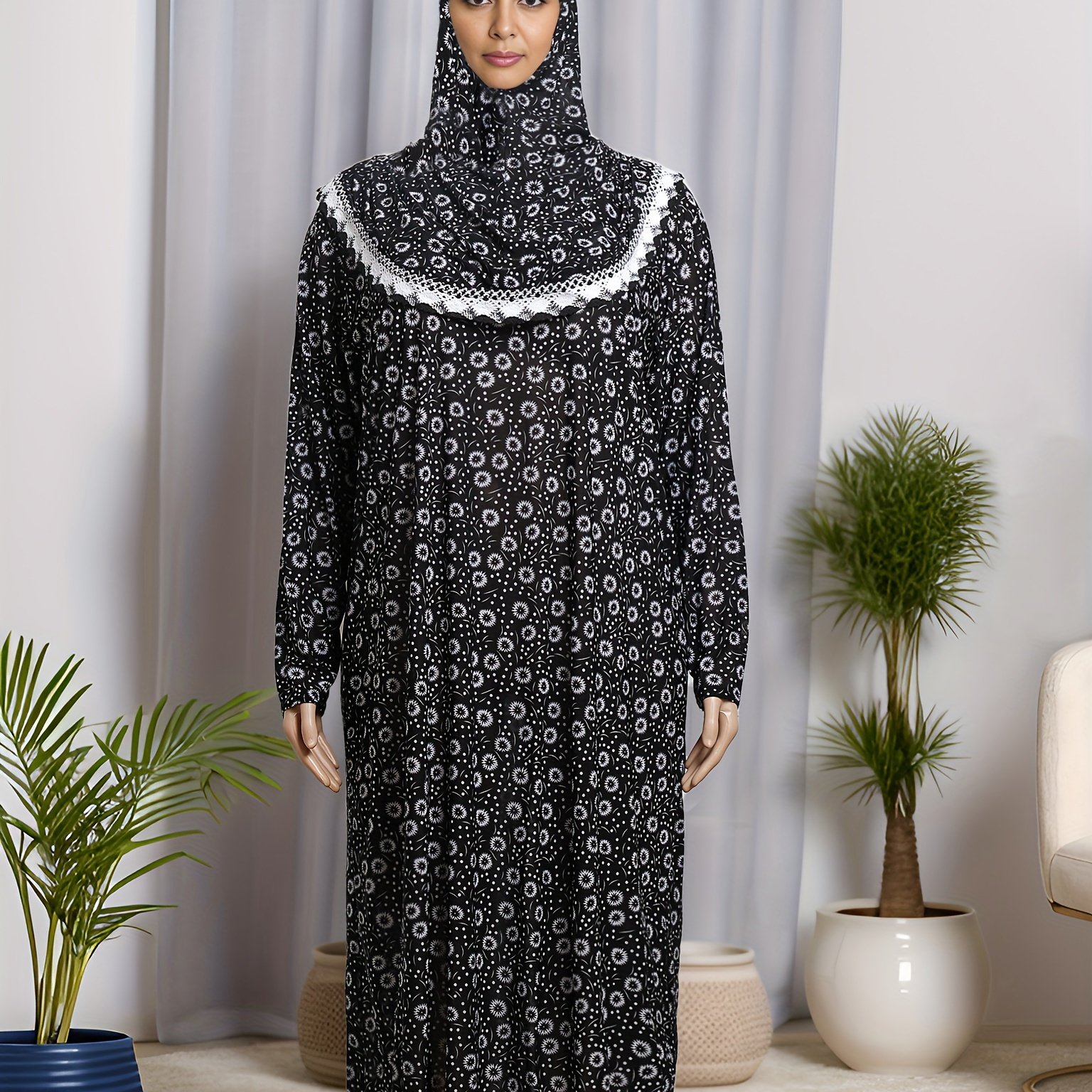Plus Size, Plus Size Printed Robe, Comfortable Loose-fitting Maxi Dress, Gown, Women's Wear