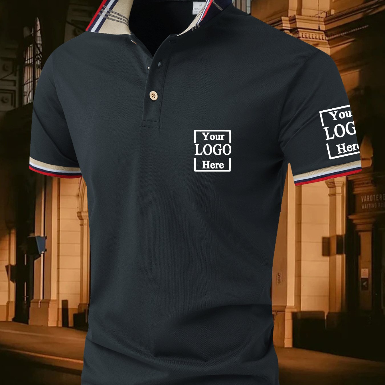 TEMU Custom Men's Golf Shirt - Casual Lightweight Business - Classic Style, Featuring Breathable Lapel Design, Premium Fabric - Customizable Chest
