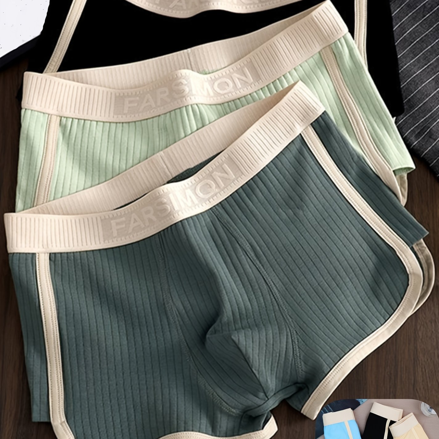 TEMU Ensemble 3 pièces de couleur aléatoire, short décontracté , pantalon flèche, sous-vêtements pour hommes, boxers
