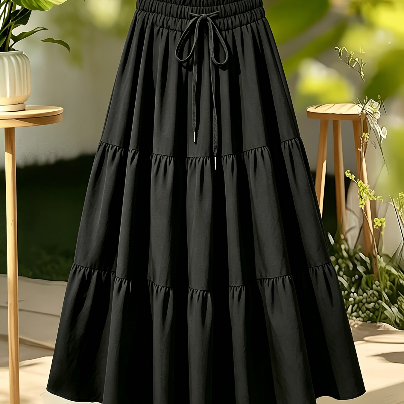 TEMU Women' Color A-line Half-length Casual Skirt