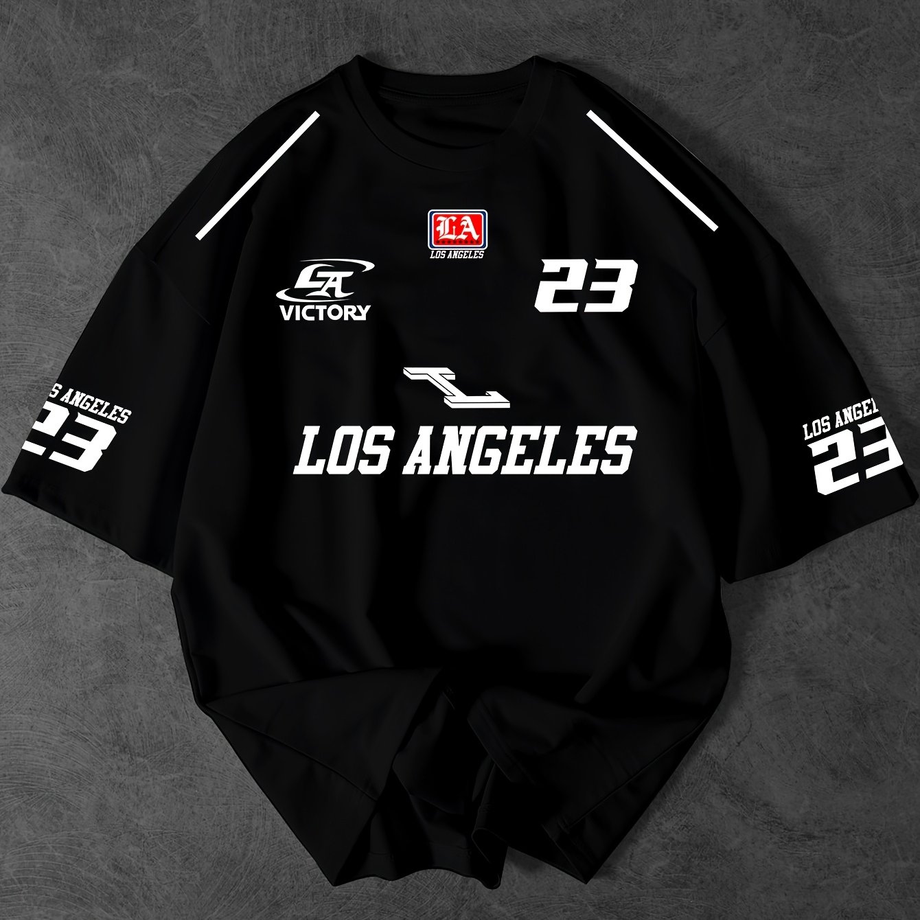 TEMU Y2k Men's Los Angeles 23 Number T-shirt - Loose Fit Streetwear Summer Tee With Round Neck & Number 23 Print, Casual Oversized Shirt For Casual
