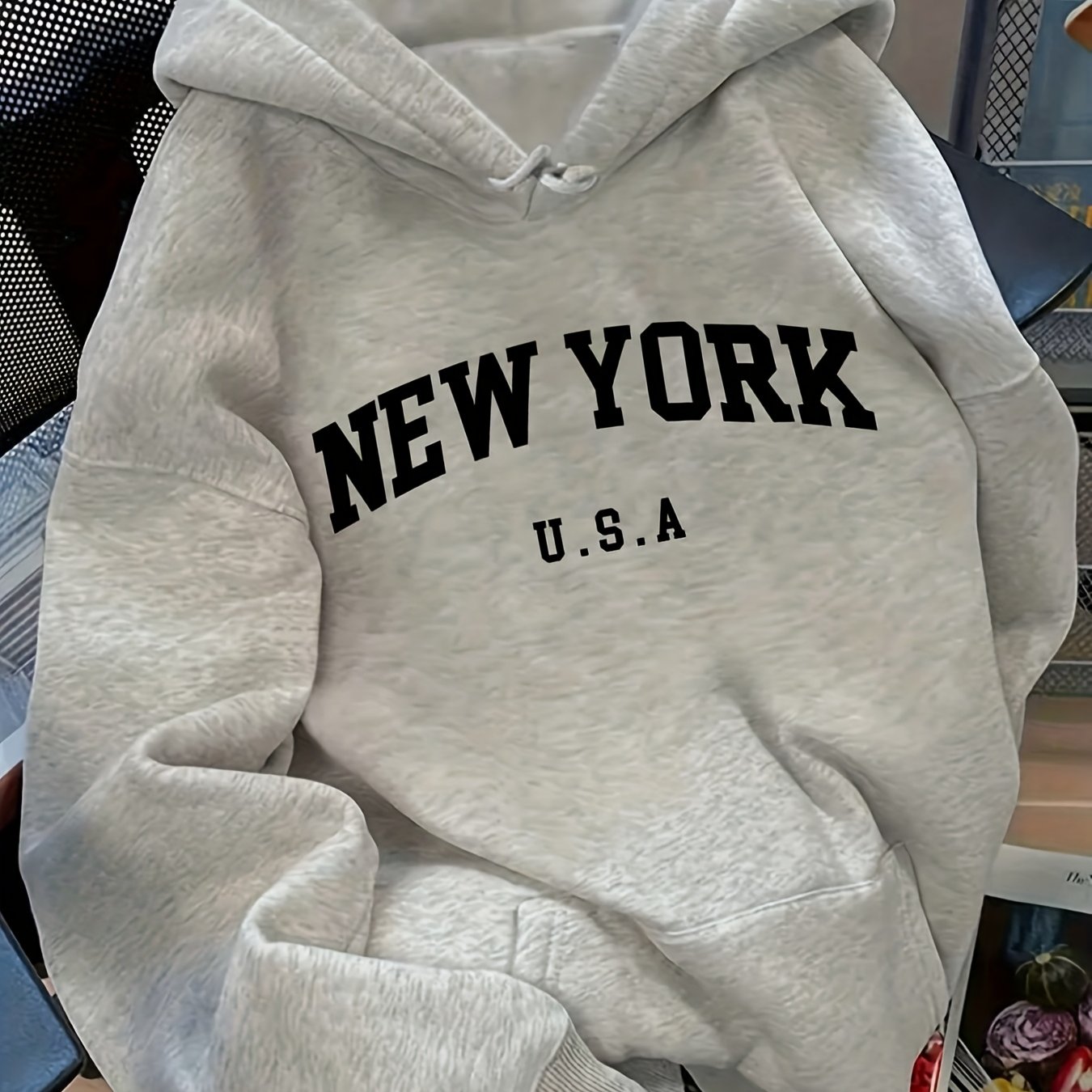 TEMU Women's Letter Print Wide Shoulder Gray Hoodie, Fall/winter Graduation, Back-to- Outfit, Graduation, Teacher Outfit, Women's Back-to- Outfit