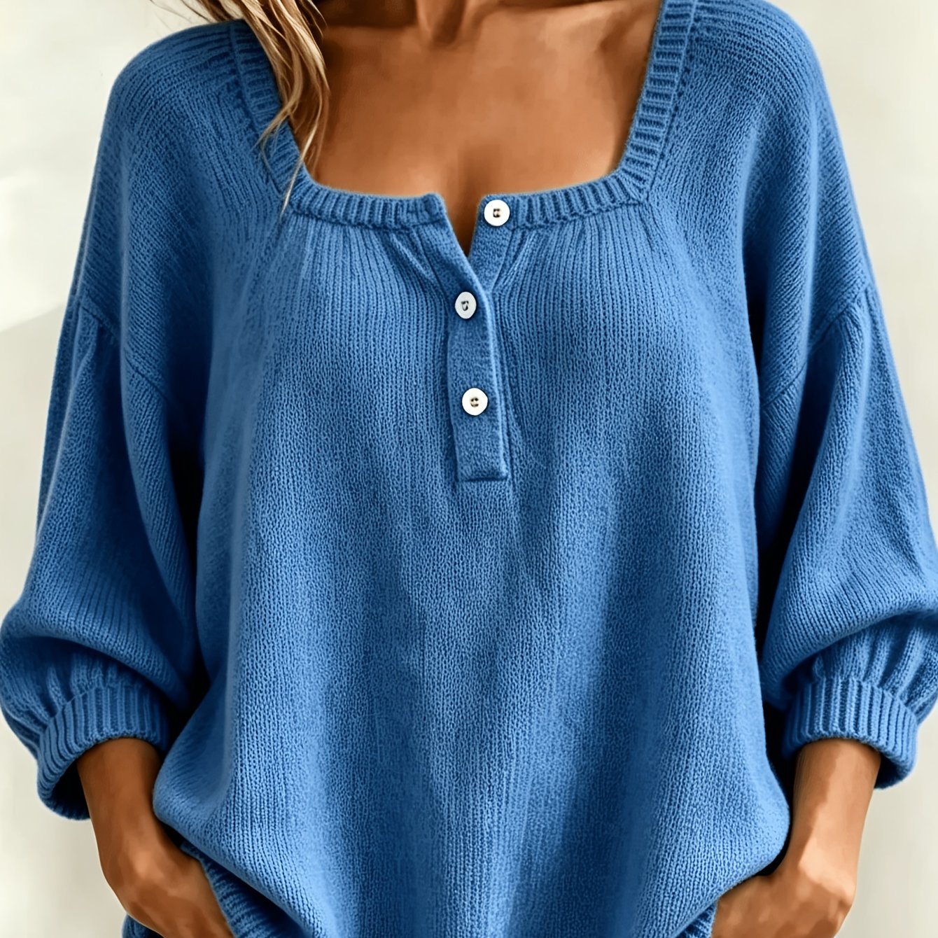 TEMU Plus Size, Middle Eastern Style Spring/summer Solid Neck Loose Long-sleeve Pullover Soft Warm Basic Sweater, New Women's Loose Fit