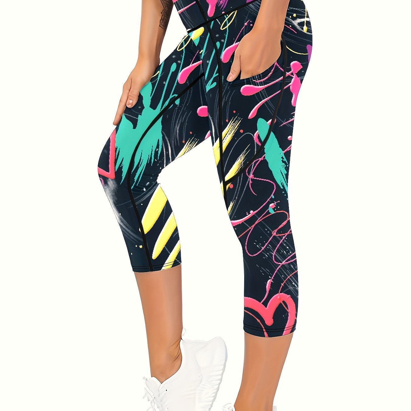 E-shop Hochtaillierte Bauchkontroll-Yoga-Leggings mit - Dehnbare, Po-Hebende Workout-Hosen für Frauen