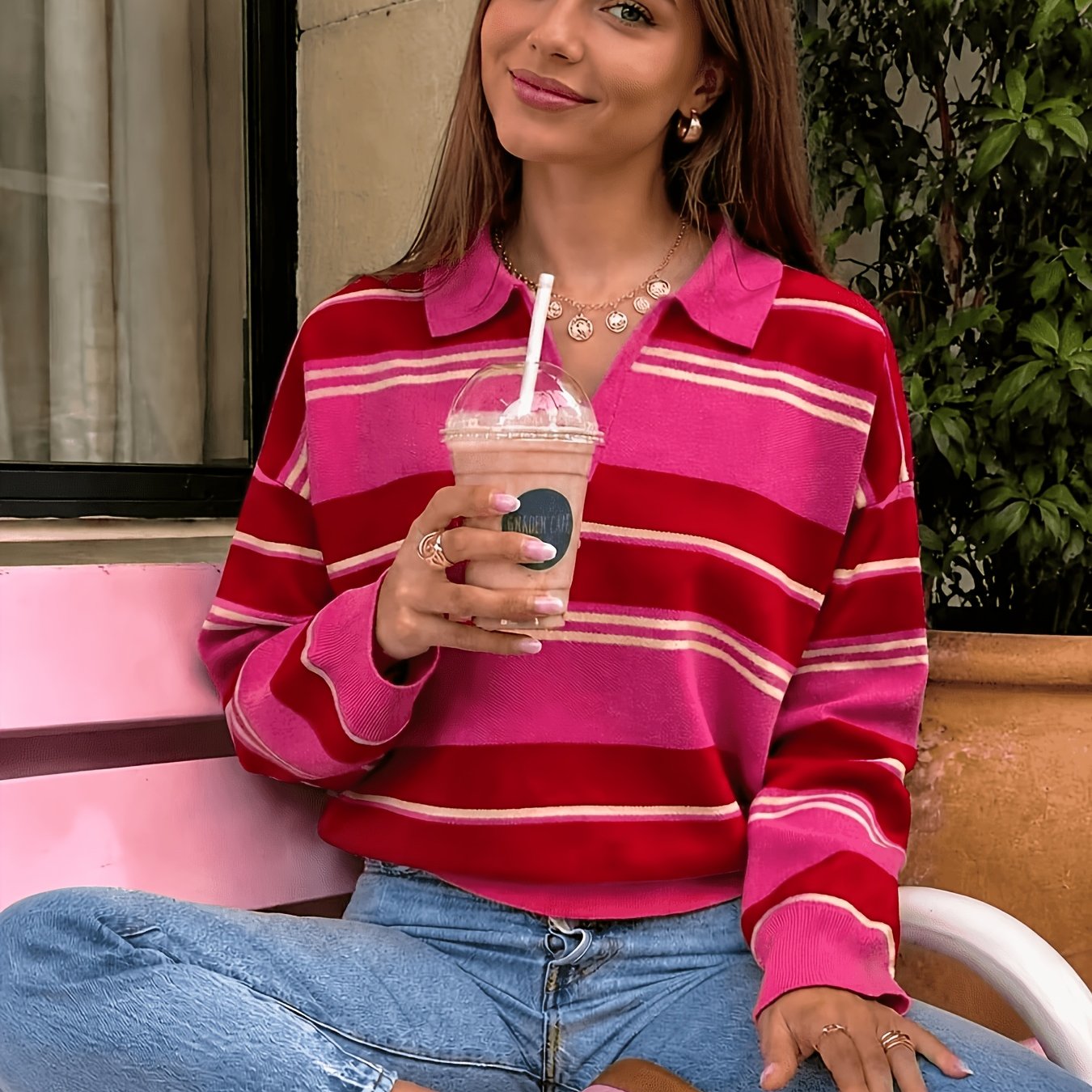 TEMU Pull pour femme, nouveau modèle de mode d'automne et d'hiver - Haut - Élégant, , décontracté, multifonctionnel - Haut à manches longues avec col