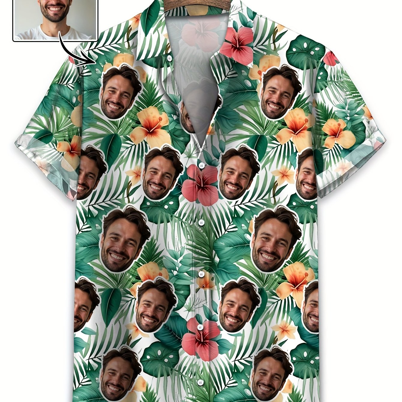 TEMU A Tailored Short-sleeve Button-up Shirt Featuring A Hawaiian Print, Perfect For Summer Fashion. Stylish And , Ideal For And , Plus Size
