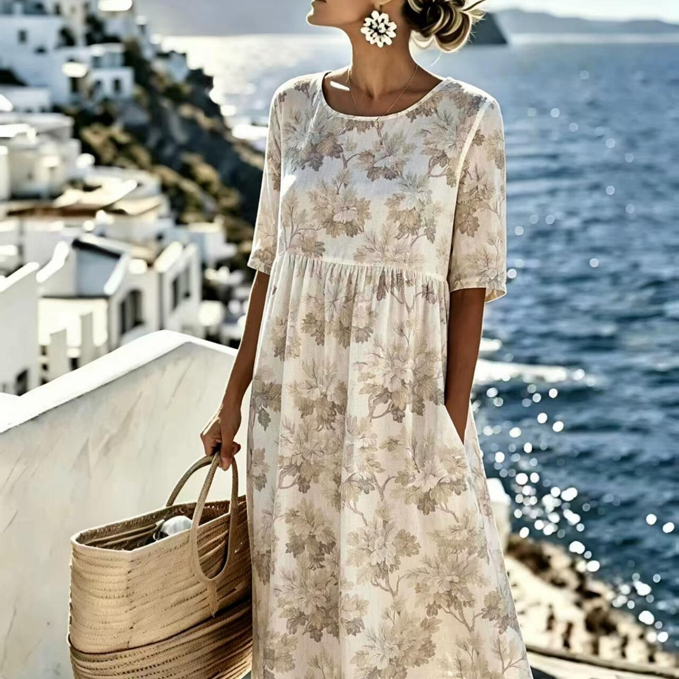 Women's Summer Dress: Featuring A Floral Pattern And A Casual Resort-style Aesthetic, This Dress Is Fashionable And Elegant. Machine Washable And Perfect For Daily Or Commuting, It Makes An Ideal Gift