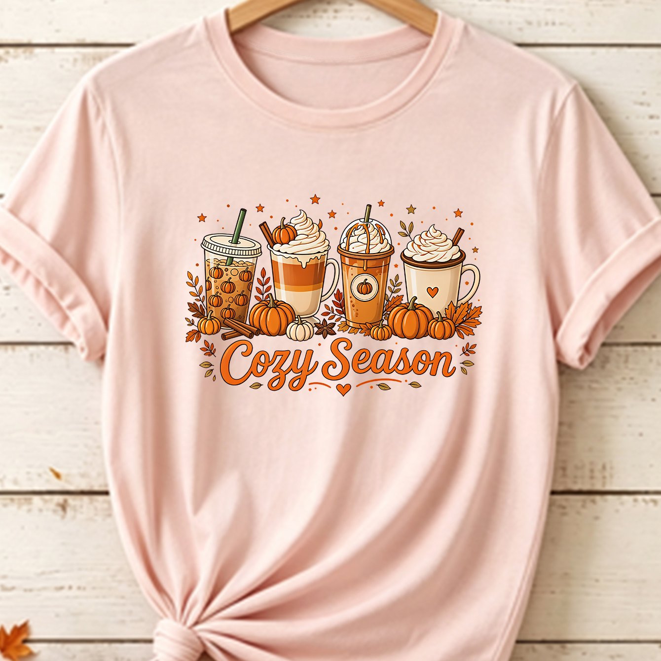 TEMU Thanksgiving Fun Plus Size Short Sleeve New Arrival, Multi-style Autumn Pumpkin Drinks Cozy-season Print, Lazy Loose Fit, -friendly Elastic Thin
