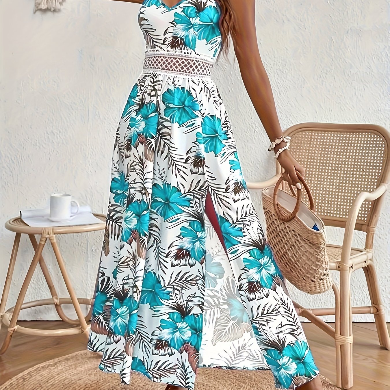 Summer Elegant And Fashionable Women's Floral Print Strapless Long Dress