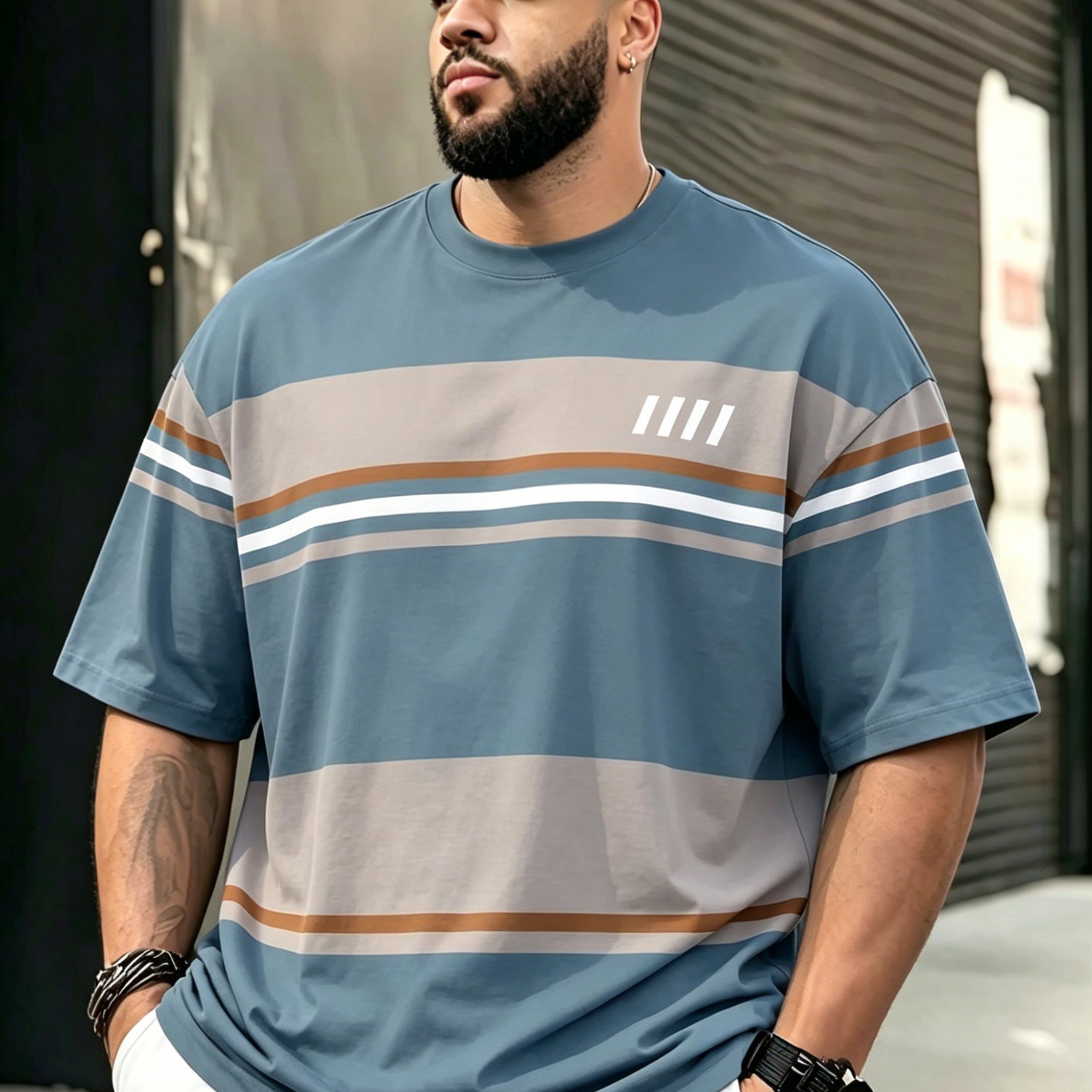 TEMU Men's T-shirts, Plus Size Men's Clothing, Summer Short-sleeved Round Neck Tops, Comfortable And Breathable Pullover Shirts, Everyday Versatile,