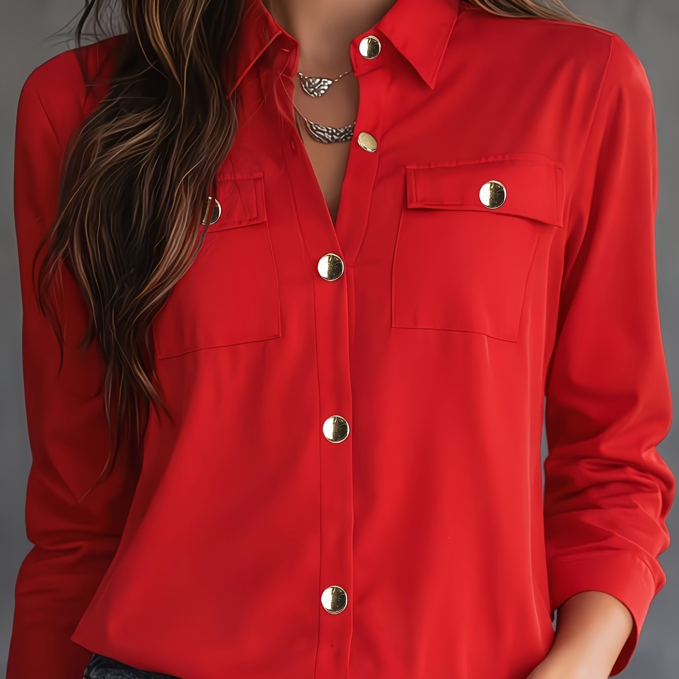 TEMU Fashion Women' Button- Shirt