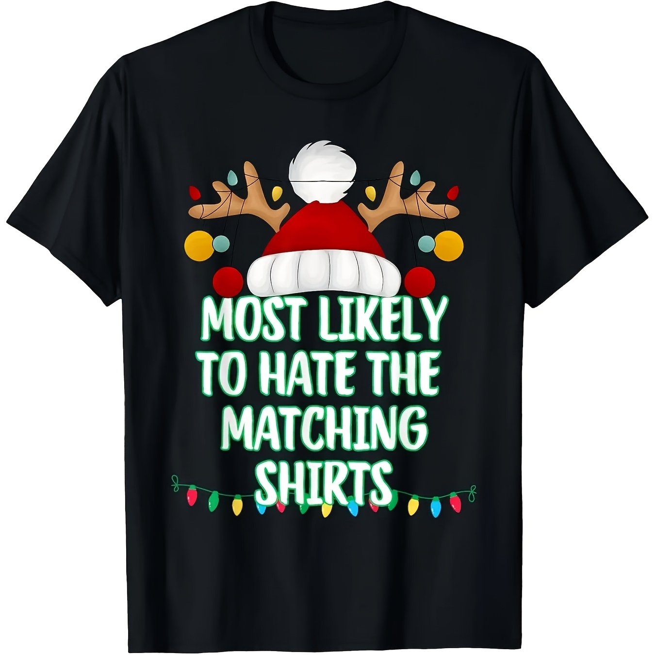 TEMU Funny Christmas Hate Couple Shirts Unisex Trendy Short-sleeved T-shirts For Birthday Parties, Christmas, Father And Mother's Holiday Gifts,