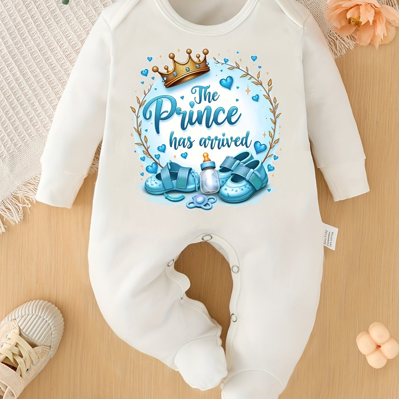 Has Letter Print New Baby Footed Romper Baby Footed Climbing Suit Jumpsuit Pregnancy Gift, For Outdoor