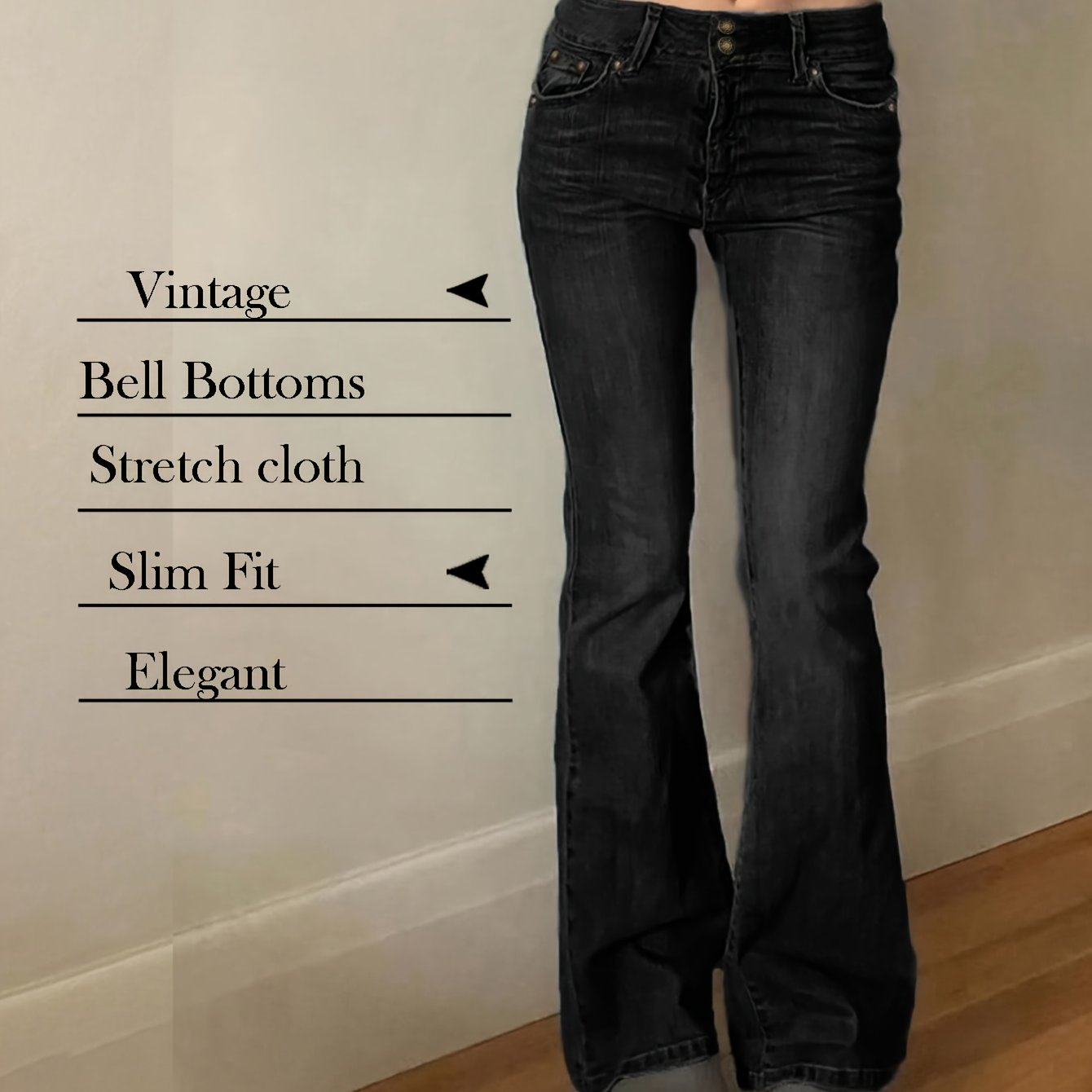 Image of Women's Y2k Flare Jeans, -fit Hip-lifting Stretch Denim, Retro Double-button Casual Wear