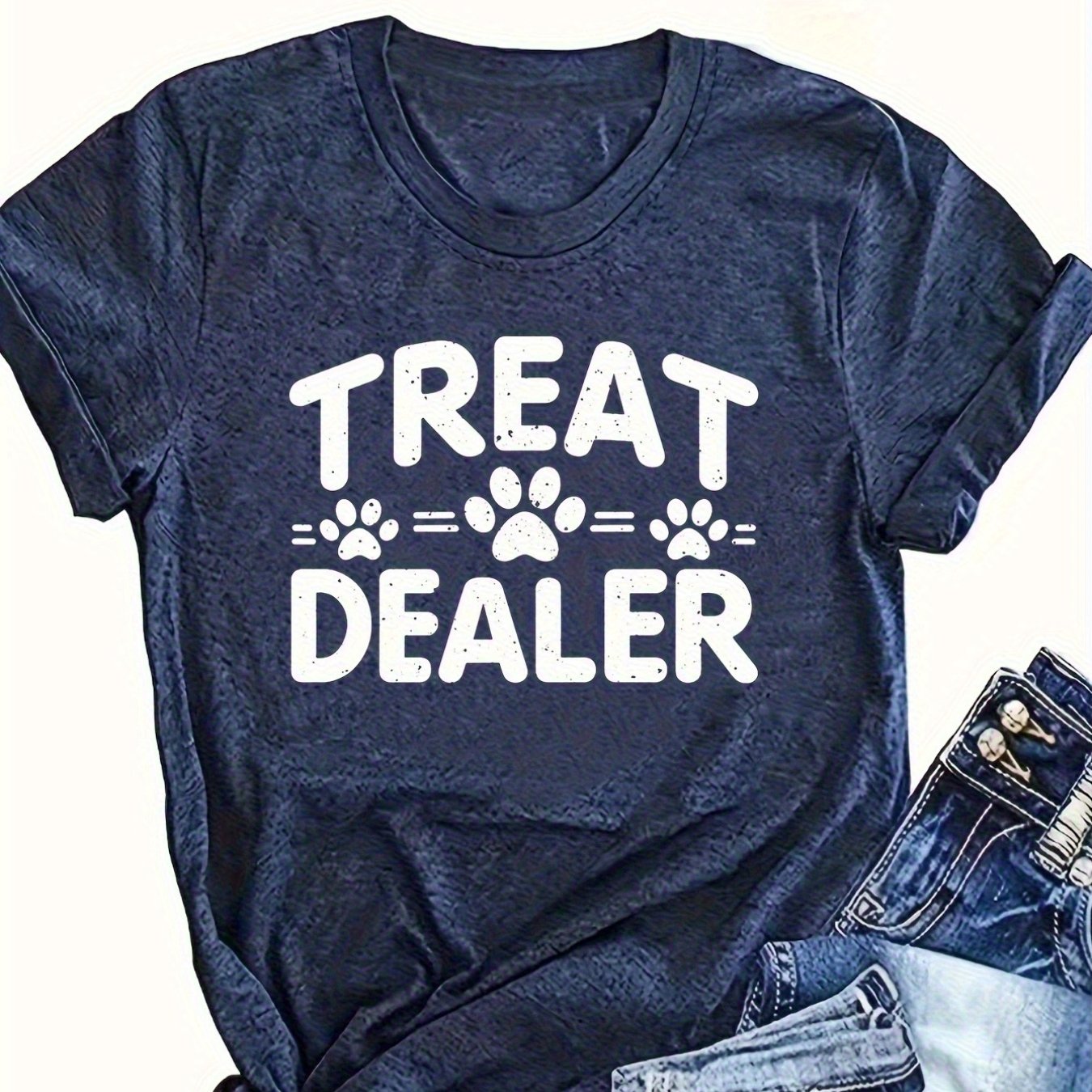 TEMU Women's Casual Round Neck Letter Printed T-shirt, Soft And Breathable, Versatile For Daily Use, Good , Suitable For