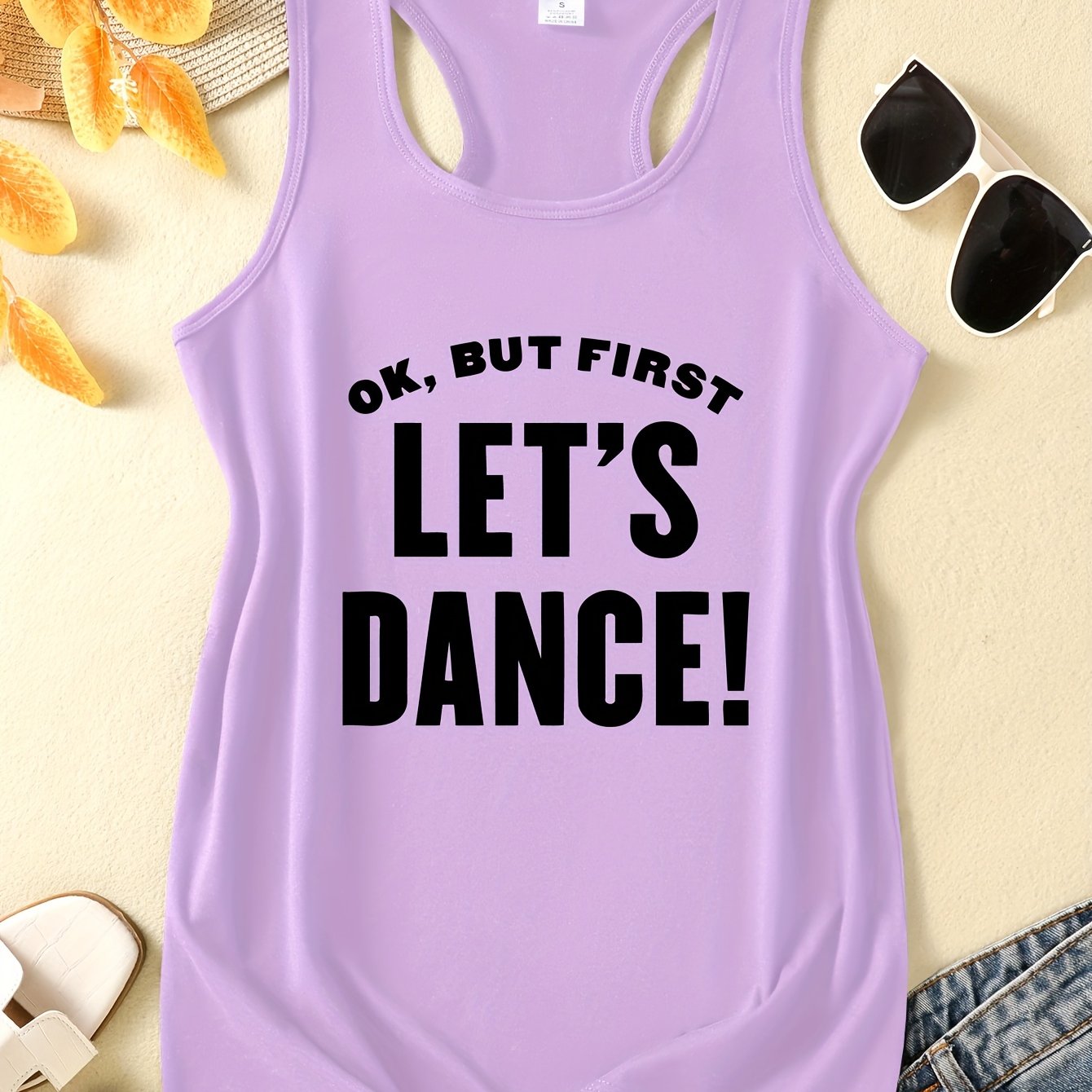 TEMU Printed Dance Elements, A Y2k Women's Tank Top Available In . And Breathable With A Sleeveless Design, Yoga, Fitness, And Running. This Summer