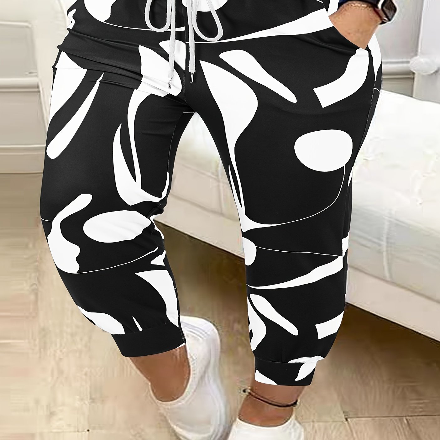 Plus Size, Plus Size Women's Fashion Printed Harem Pants Long Pants