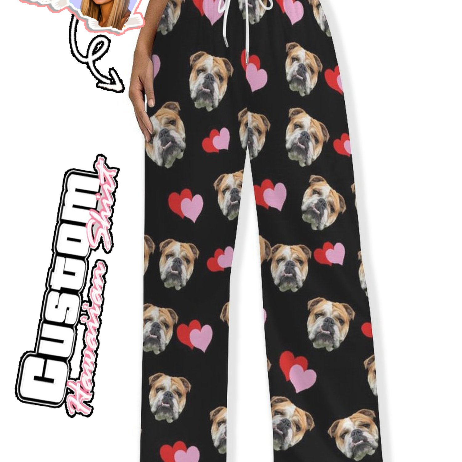 TEMU Custom Men's And Women's Pet Photo Pants Personalized Face Custom Pants, Irregular Human Heads And Patterns, Suitable For Christmas,