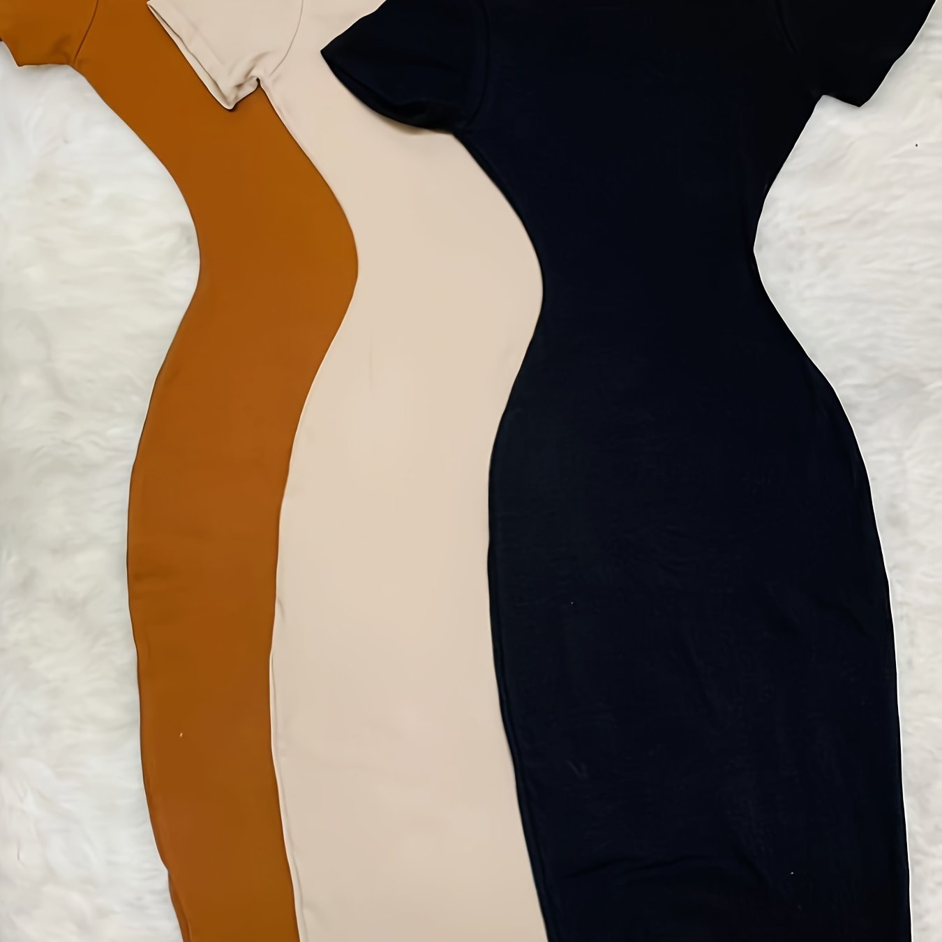 TEMU 3pcs Long Dress Set With Short Sleeves, Elegant Dress For Women, Party Dress, Summer Dress, Spring/autumn Layering Long Dress, Bodycon Dress Yt