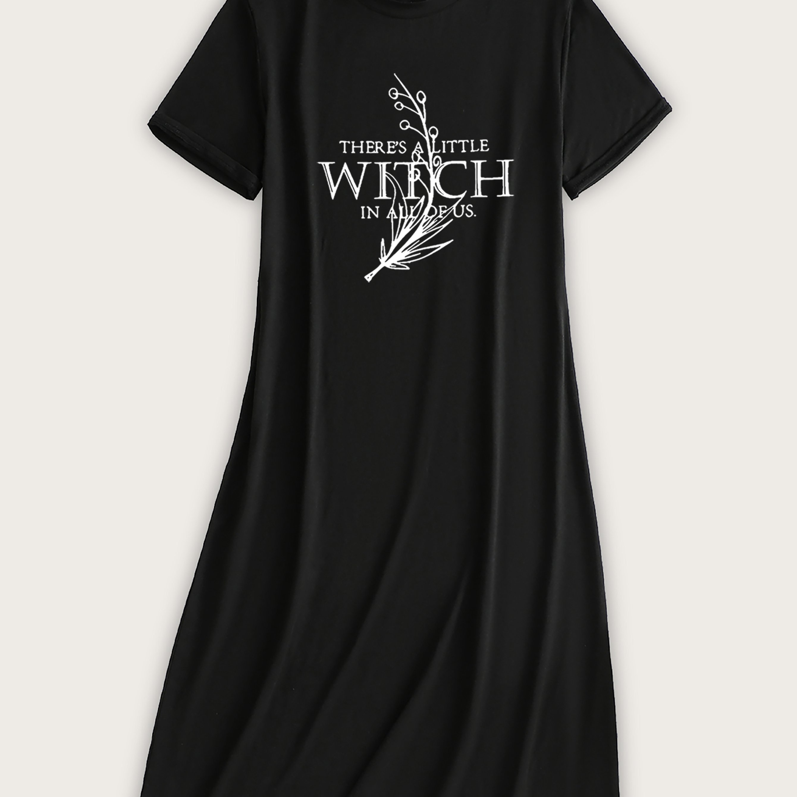 TEMU Women's Short Sleeve Round Neck Loose Fit Short Dress - Spooky Seasonal Themed Party Dress With Good Outfits | Lightweight Machine-washable