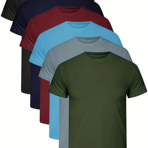 six piece mens basic solid t shirt sports top breathable and moisture wicking quick drying top suitable for running exercising outdoor travel etc