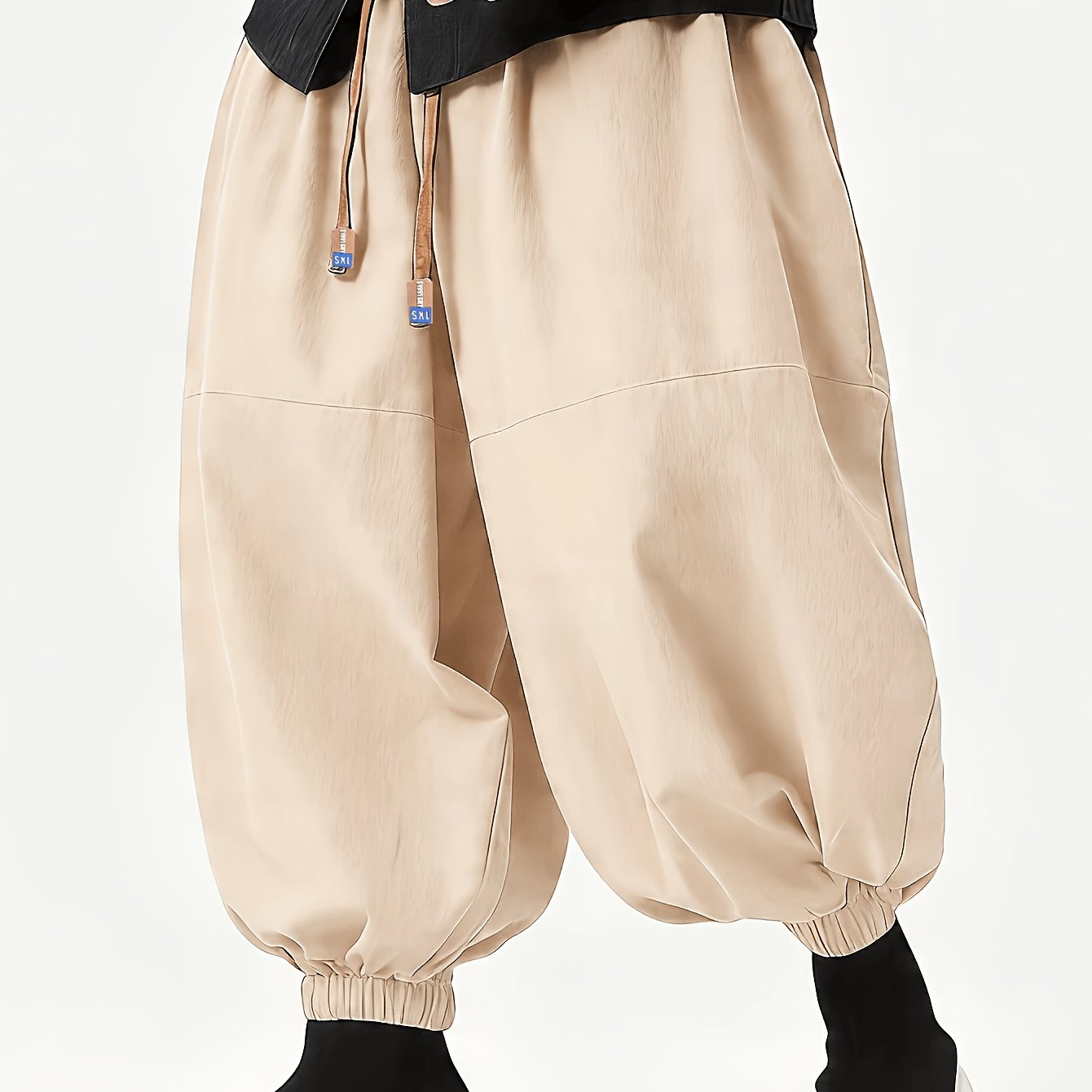 TEMU Trousers For Men High Quality | Men's Loose-fitting Plus-size Harem Pants With Elastic Waistband, Wadding, Tapered Crotch, Casual 9/10 Length.