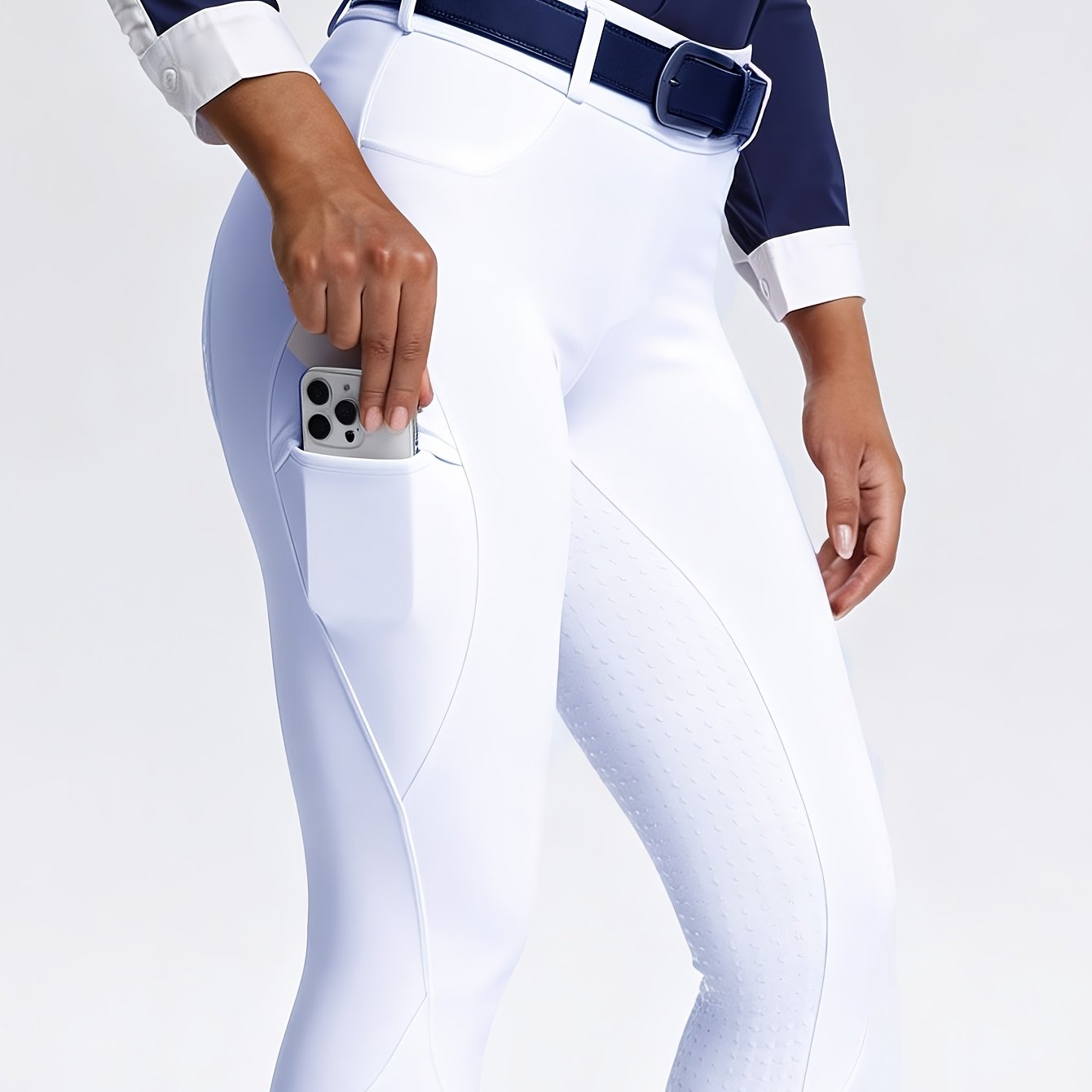 TEMU Pantaloni Equestri in Silicone con Antiscivolo, Resistenza all'Usura, Elasticit�, Vestibilit� Slim, Tasche, Pantaloni da Equitazione per Donne,