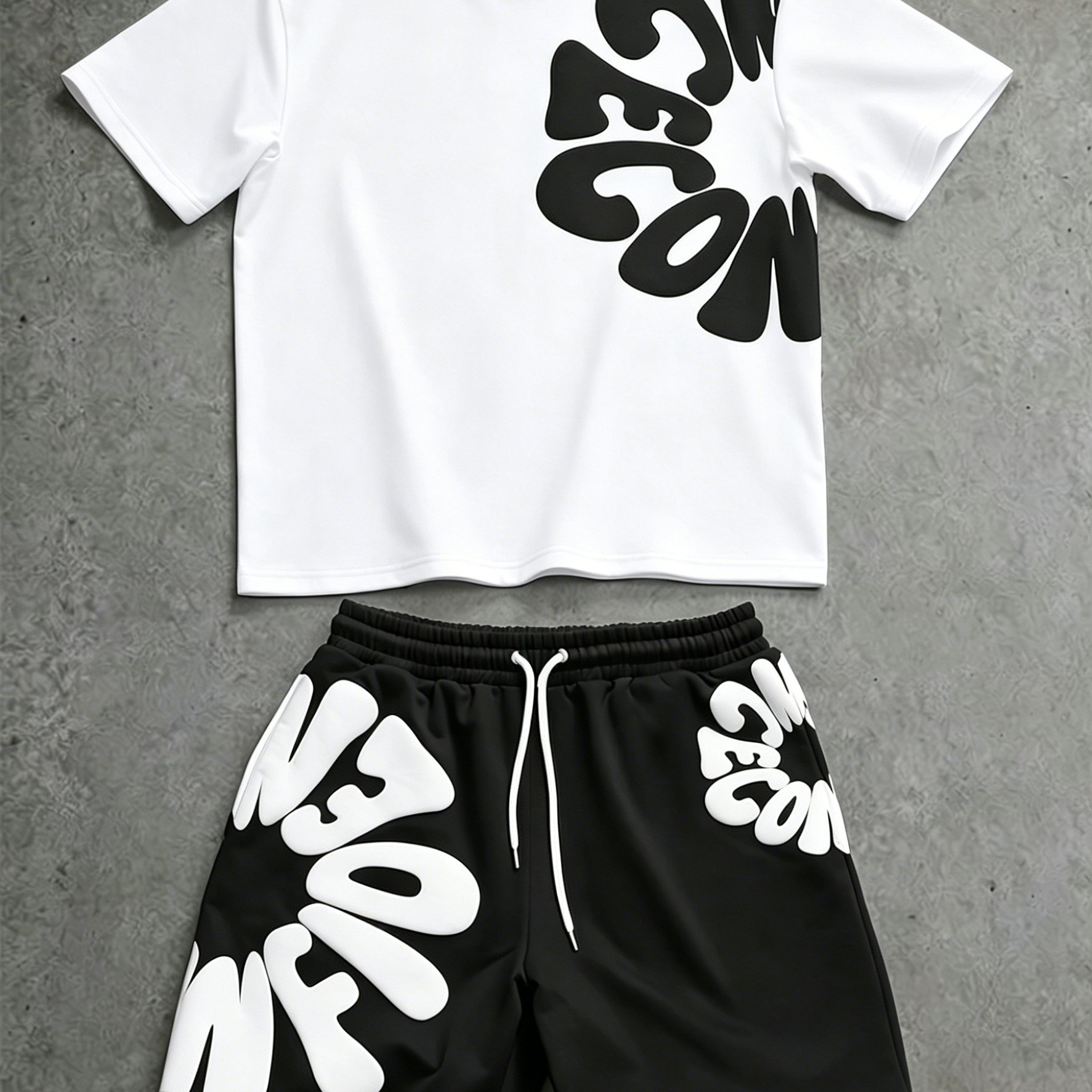 TEMU Men's Set, Including Round Neck Short Sleeve T-shirt And Shorts