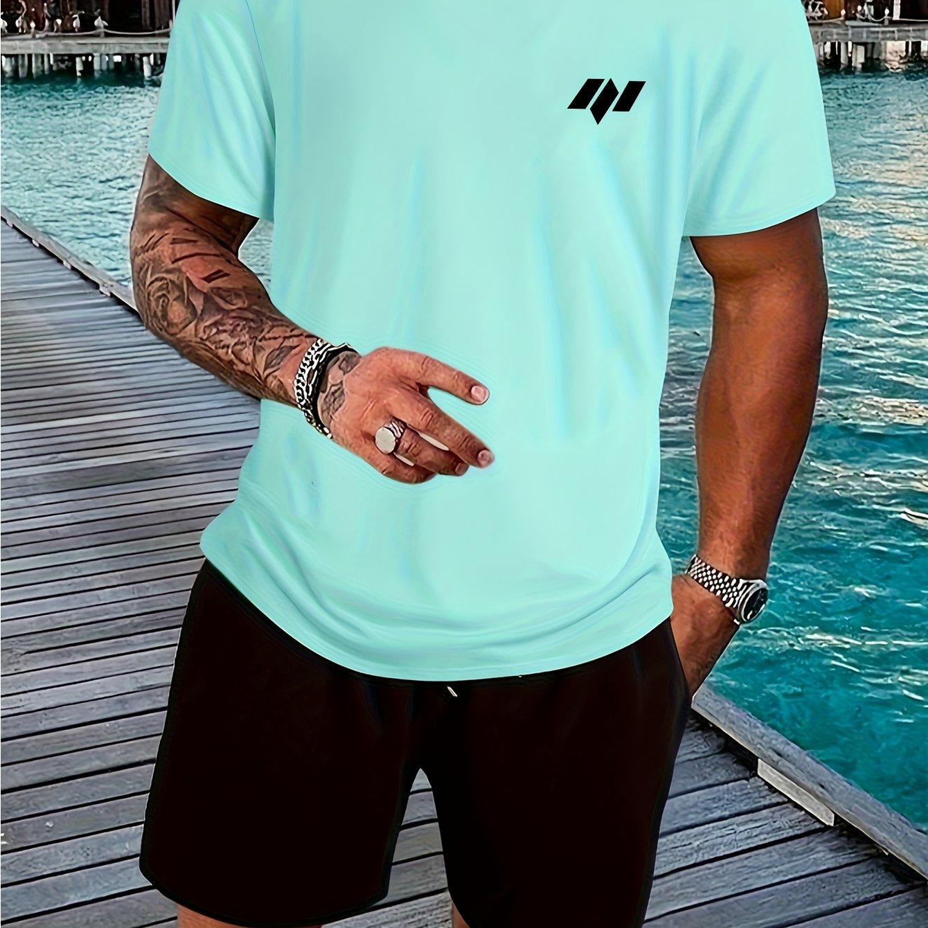 Image of 2025 Summer New Arrival Plus Size Men's Fashion Trendy Comfortable Designer Irregular 3 Rhombus Graphic Printed Shirt 180g 100% Cotton, Plus Size