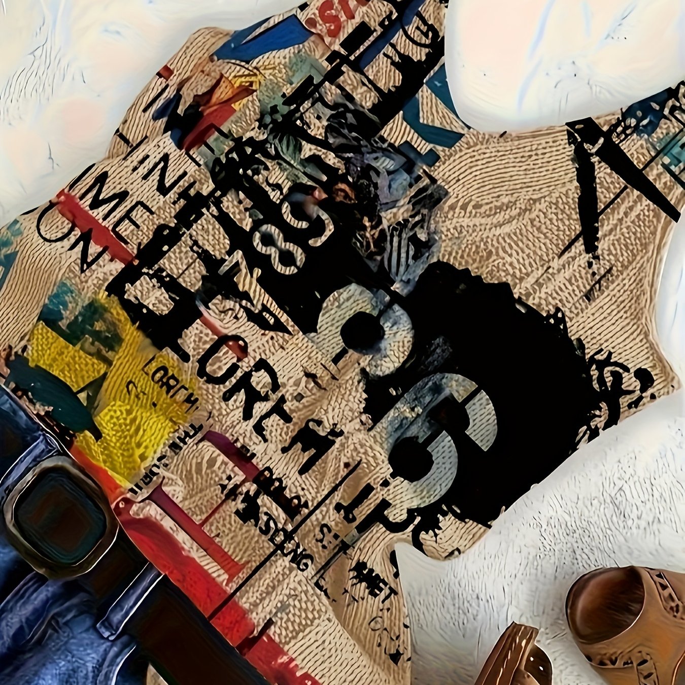 TEMU New Women's 3d Digital Printed Graffiti Pattern Shirt, Vest, Soft And Comfortable Sweater, Fashionable And Cool Casual Top, Retro And Clothing