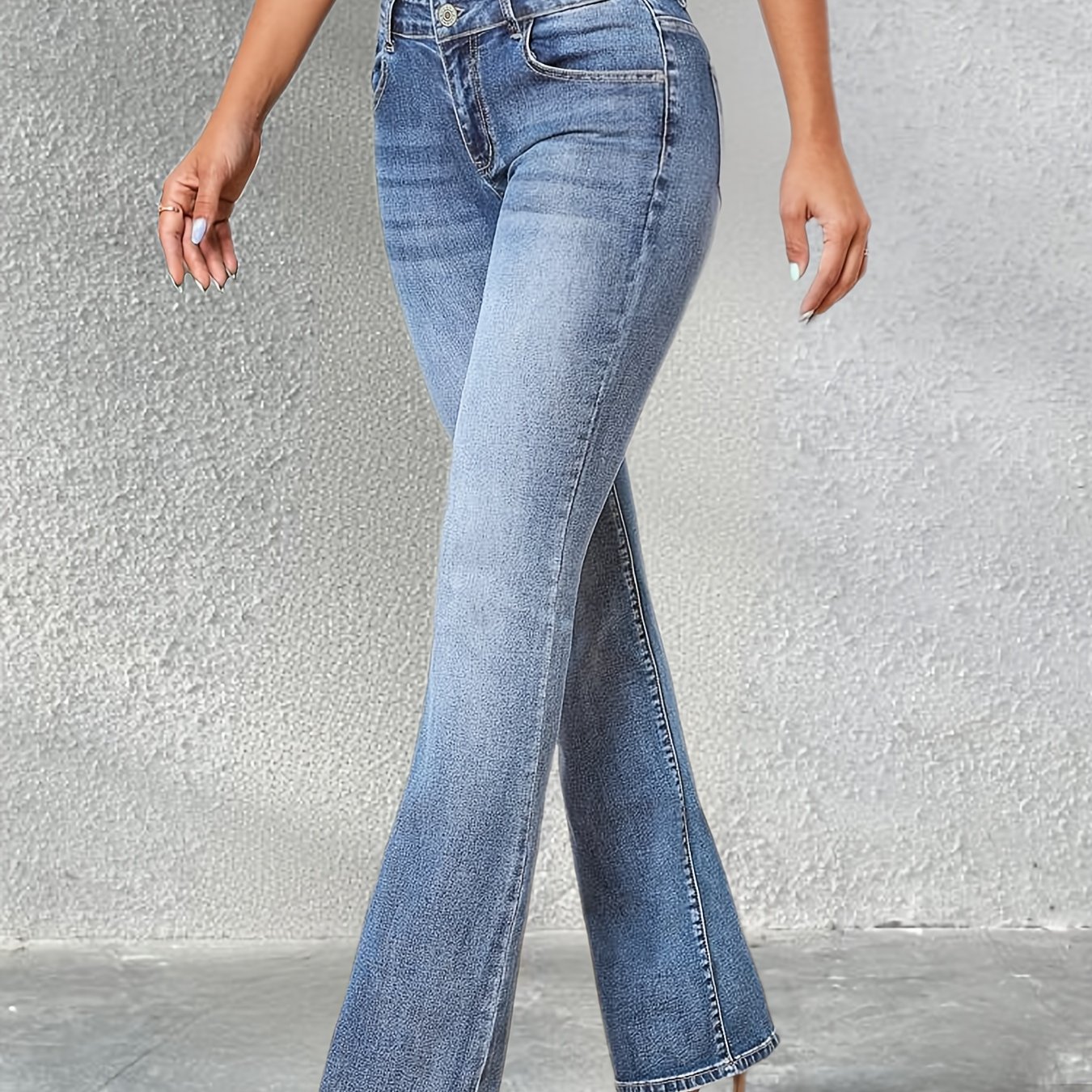 Snowflake Slim-fit Stretch Flare Pants Denim Jeans