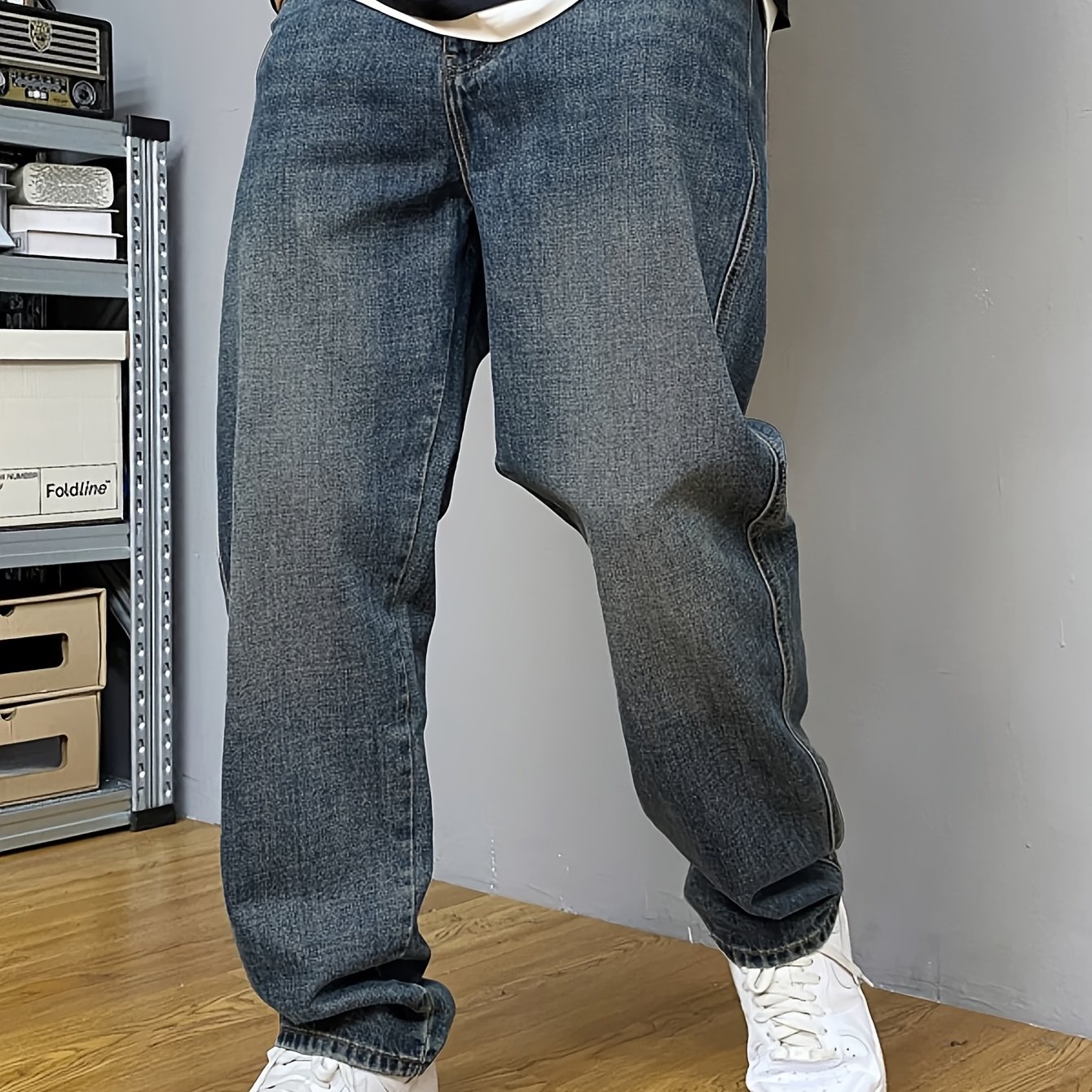 1pc Y2k Retro Nostalgic Washed Denim Jeans Casual Leisure All-match Suitable For Outdoor Straight Jeans