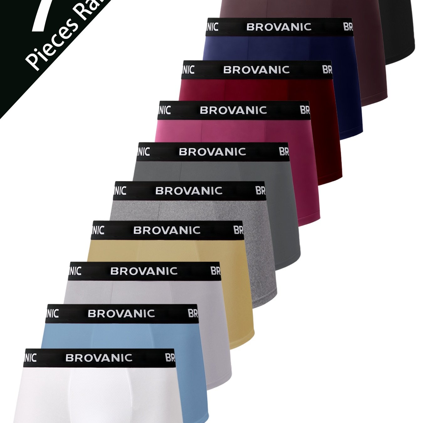 E-shop 7er-Set einfarbige Herren-Boxershorts mit elastischem Bund mit Buchstaben-Aufdruck, lässig, schlicht bequem, geeignet für Sport oder Entspannen