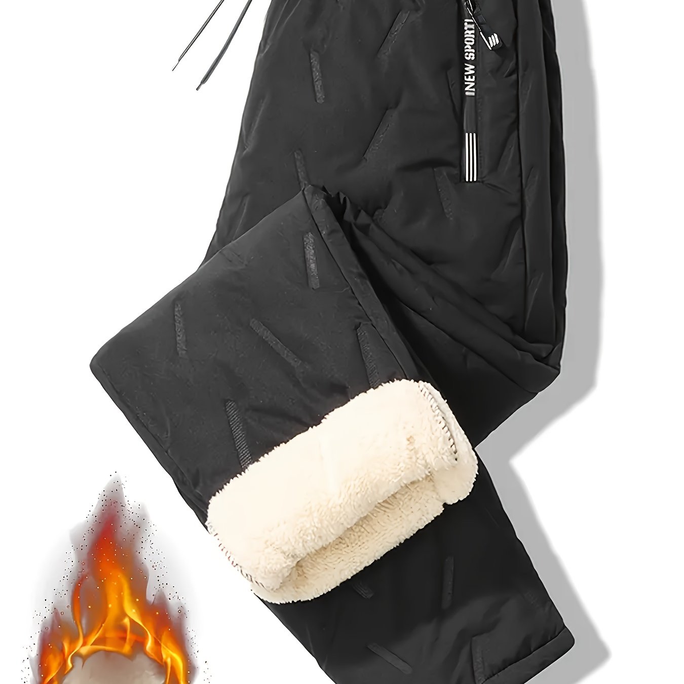 TEMU Men And Women Couple Style Athletic Pants - Ultra-thick Fleece Windproof Trousers, Wear-resistant And Cold-resistant, Suitable For Skiing And