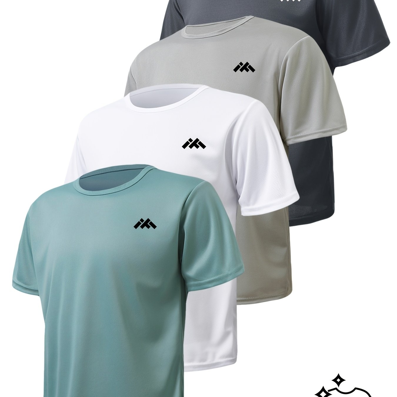 TEMU 4-pc Men's Plus Size Easy Design Pattern Ultra-thin Quick-dry Fitness Sports Casual Fashion T-shirt Lightweight Breathable Moisture-wicking