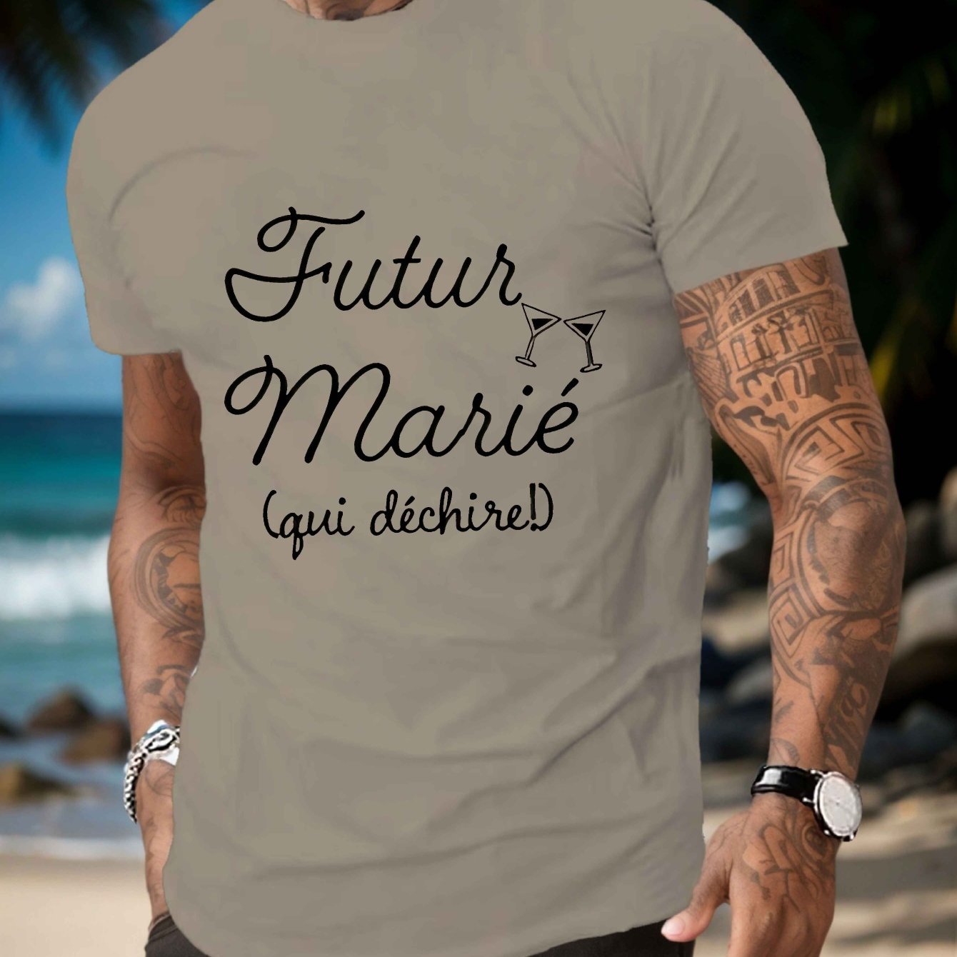 TEMU Future Mari T-shirt À Manches Courtes Pour Homme, Haut de T-shirt D'été