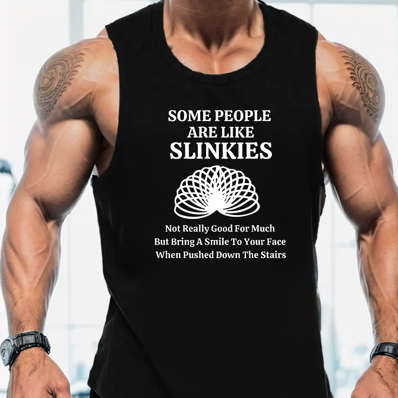 TEMU [printed Design - Not Textured] Are Toys. Printed Sleeveless Tank Top, Men's Sports Underwear, Suitable For Gym Workouts, Plus Size