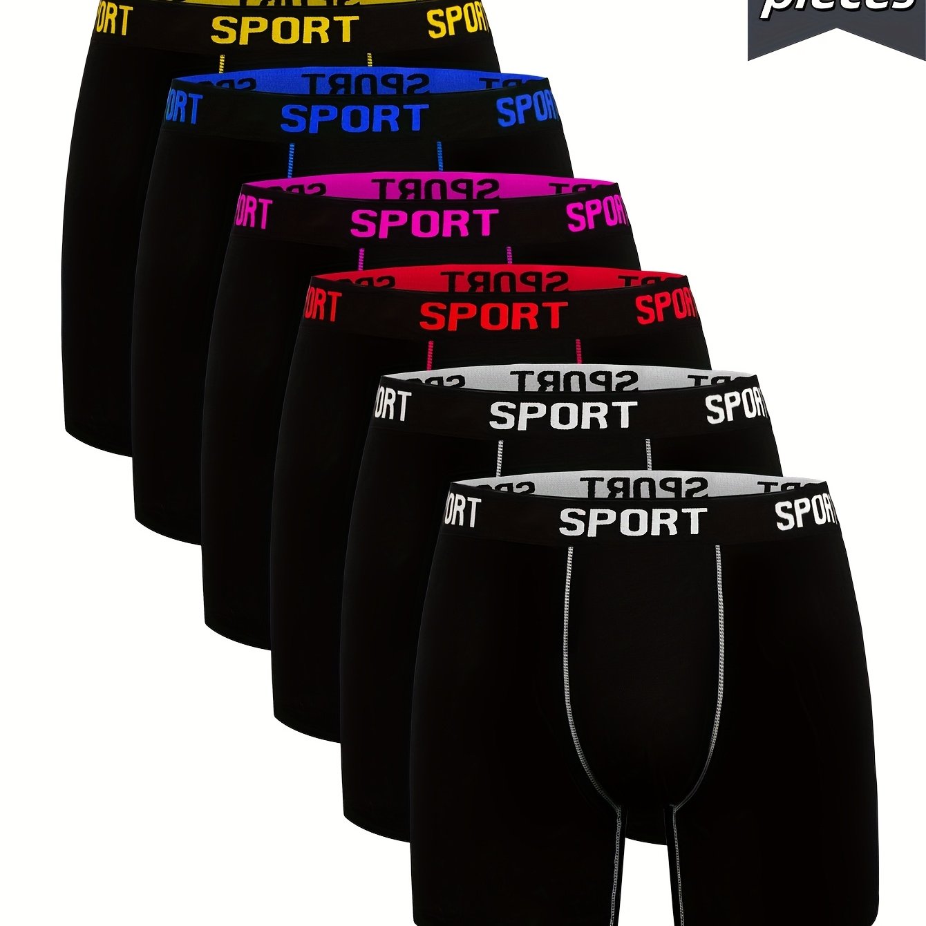 E-shop 6er-Pack Herren Bequeme Slim Formende Unterwäsche - Atmungsaktiv, Elastisch, Schnelltrocknend, Elastischer Bund, Geeignet für Frühlingssport,