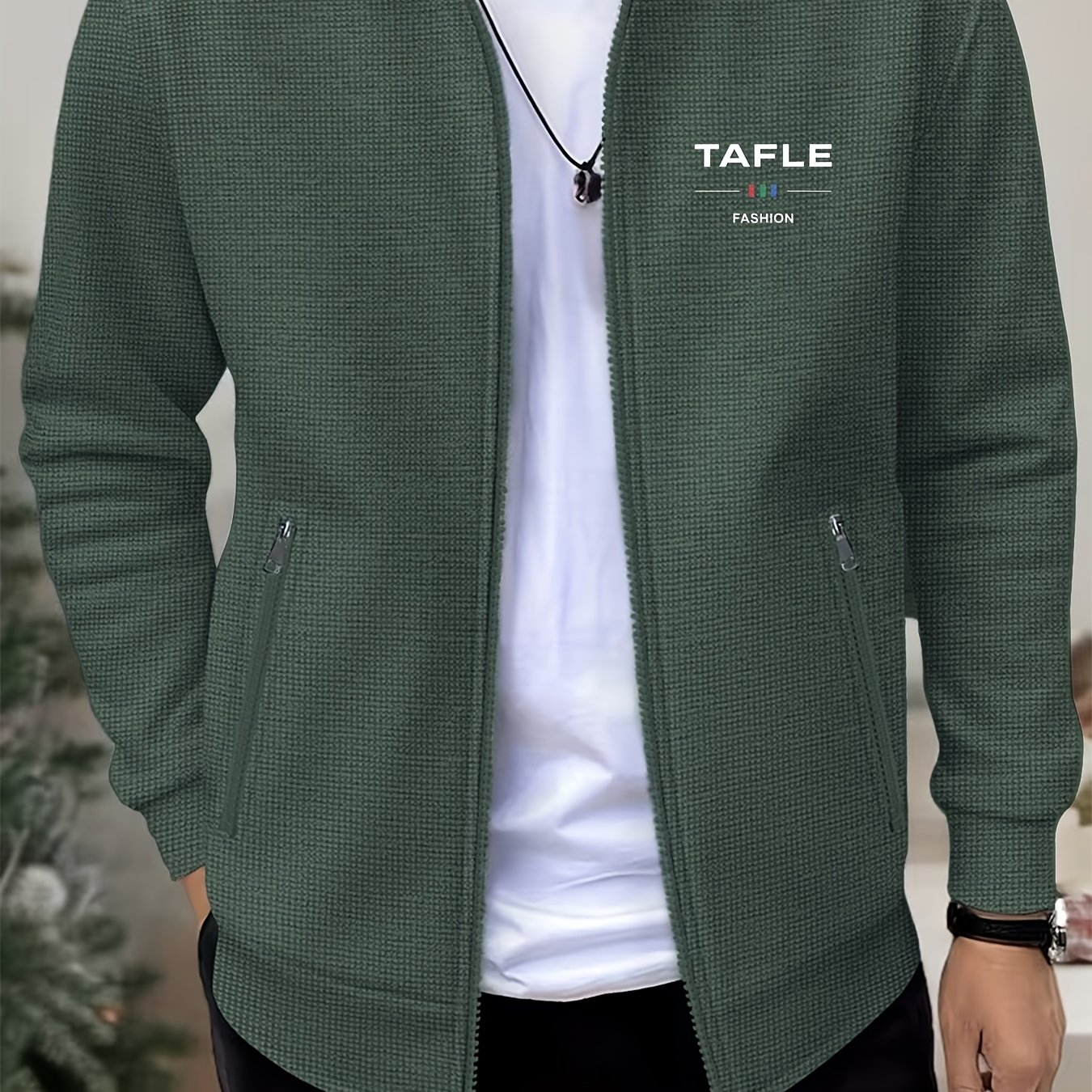TEMU [ OBM] 2026 Heren Lente/Zomer Nieuwe Reversjas, Casual Zakelijke Eenvoudige Mode Zip-Up Stijl Wafeljas Heren Trendy Item