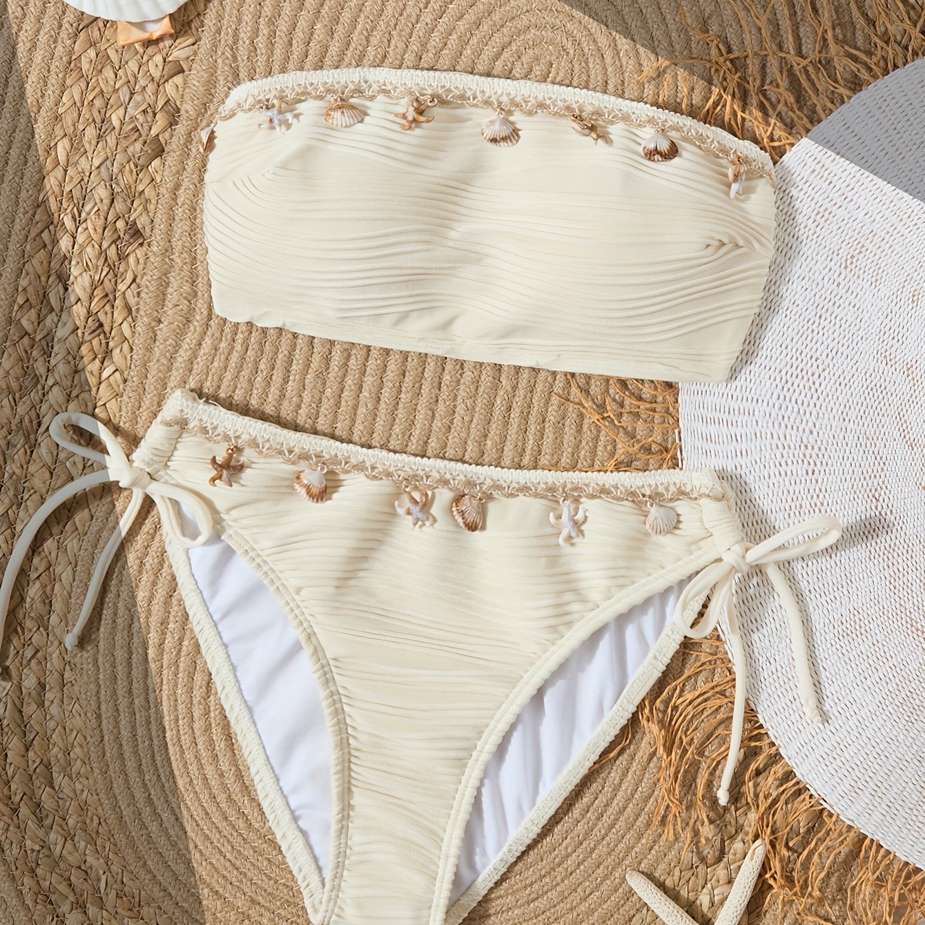 Women's Fashionable Fabric Starfish Shell Accessories Sexy Bikini Two-piece Swimsuit
